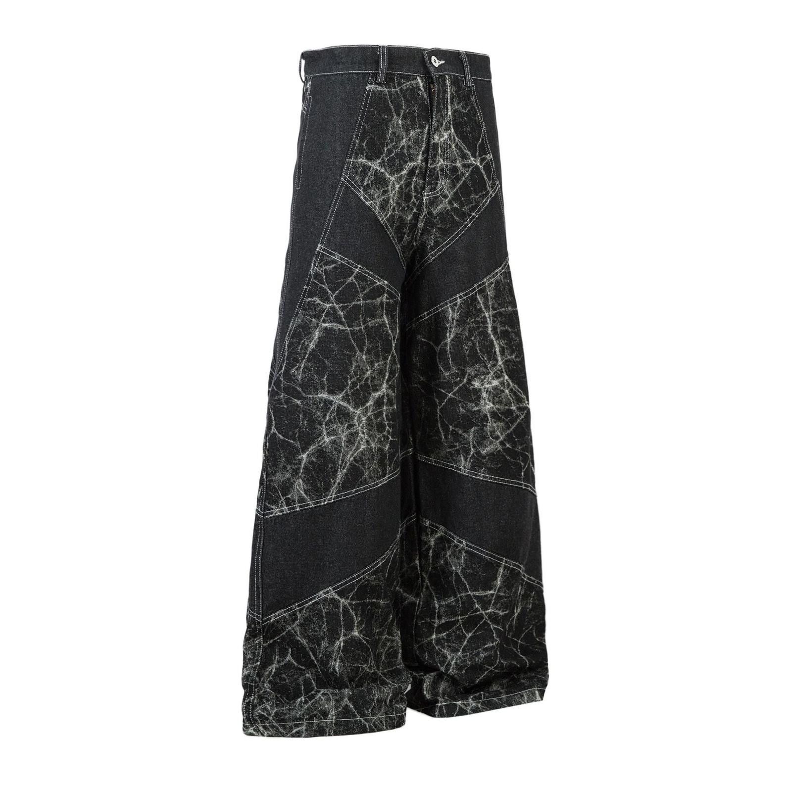 Japanese Brand Black Marble Crack Pattern Wide-Leg Jeans Size US 30 / EU 46 - 2 Thumbnail