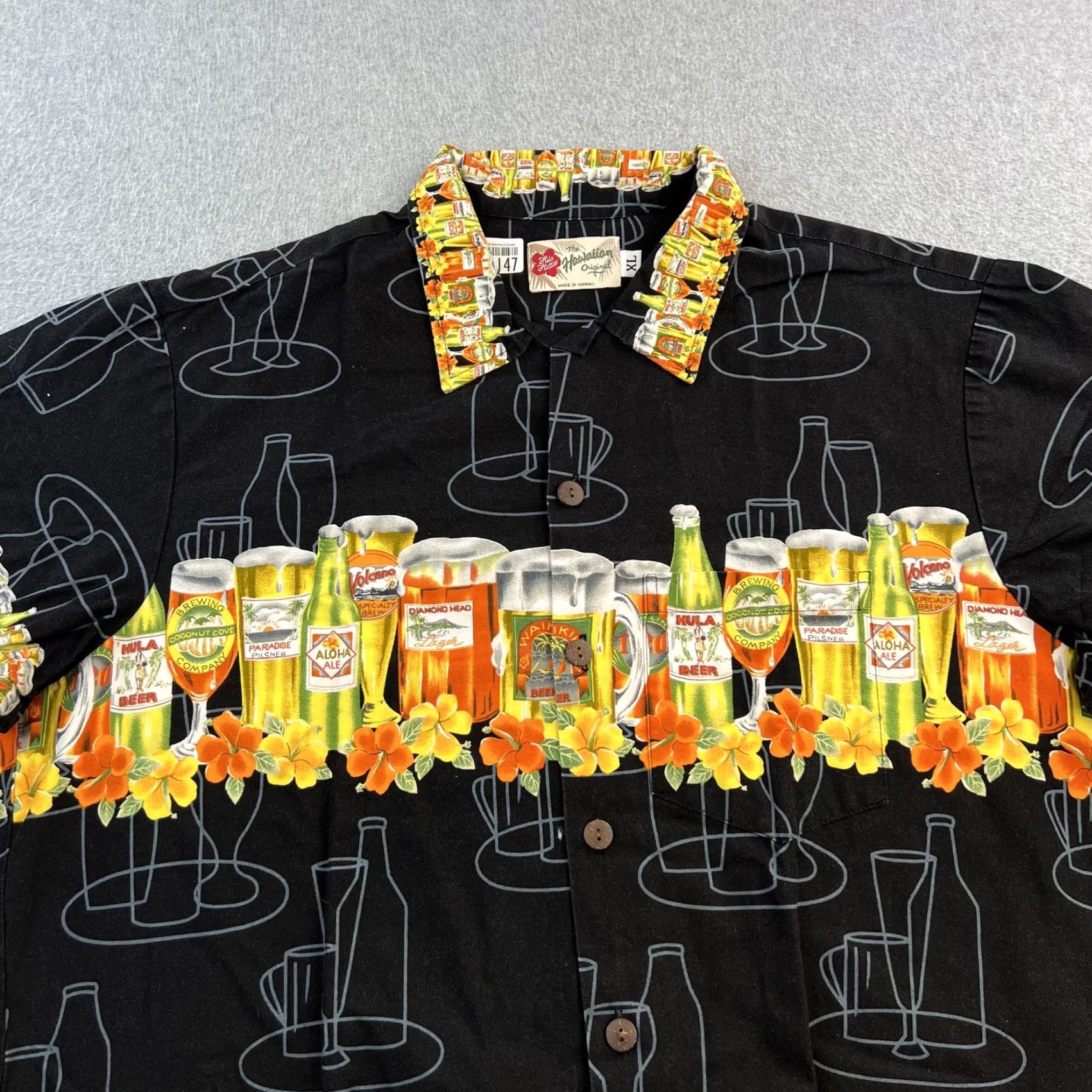 Hilo Hattie VINTAGE Hilo Hattie Shirt Mens XL Black Hawaiian Beer Bottles Novelty Aloha Party Print Shirt Size US XL / EU 56 / 4 - 4 Thumbnail