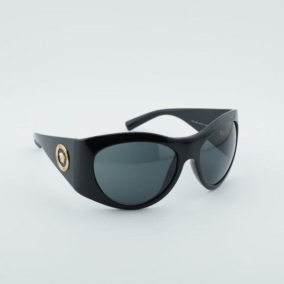 Versace Versace VE4392 GB1/87 Sunglasses Black Oval Frame Size ONE SIZE - 1 Thumbnail