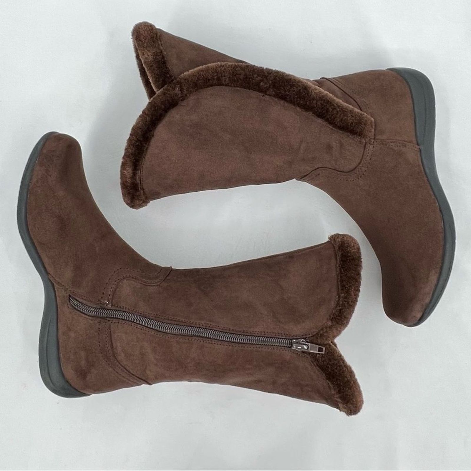 Bass Bass FlexStep Loretta Chocolate Brown Faux Suede Tall Zip Size US 7 / IT 37 - 4 Thumbnail