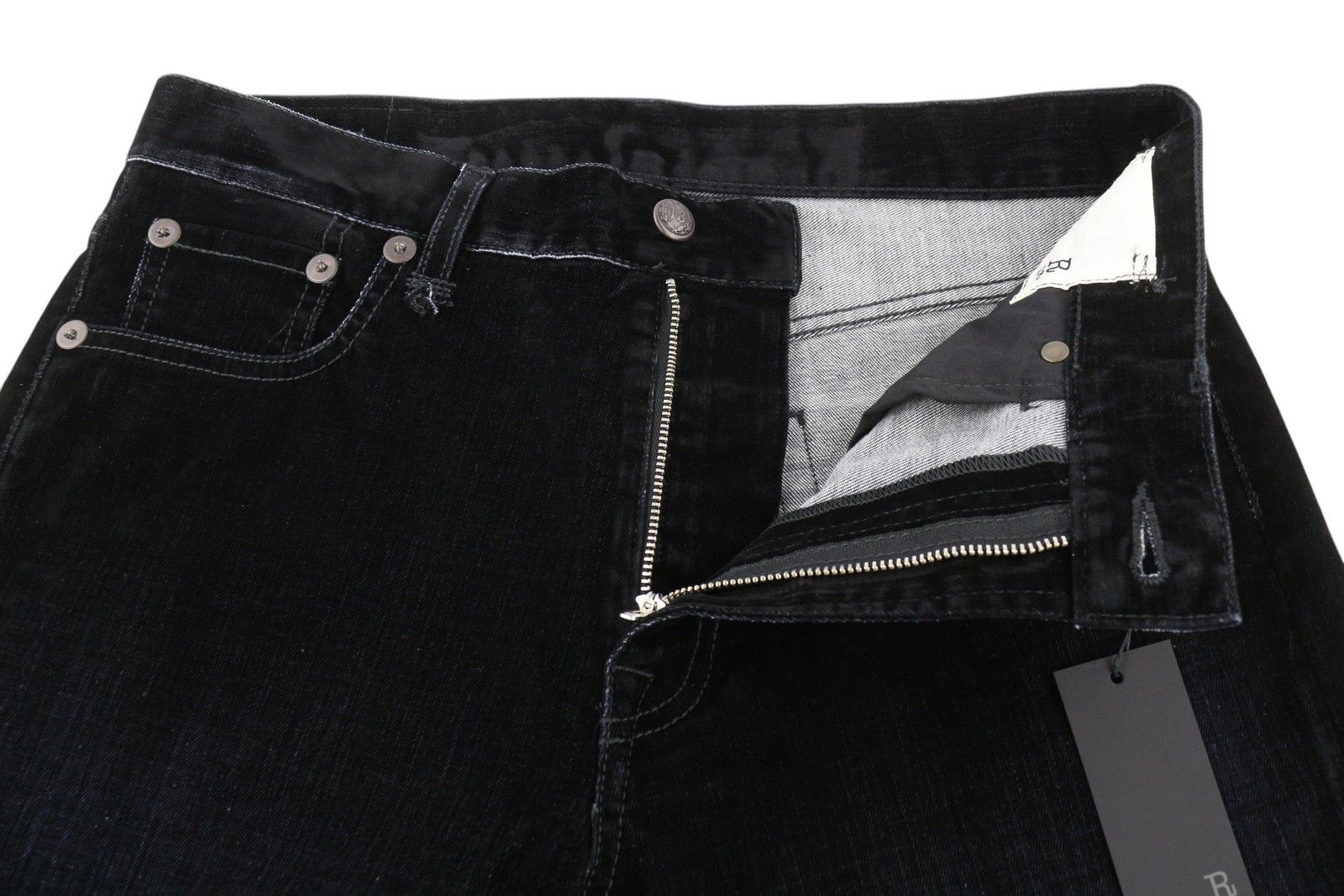R13 ROMEO 28 Flocked Black Velvet Cropped Low Rise Dark 86242 Size 28" / US 6 / IT 42 - 5 Thumbnail