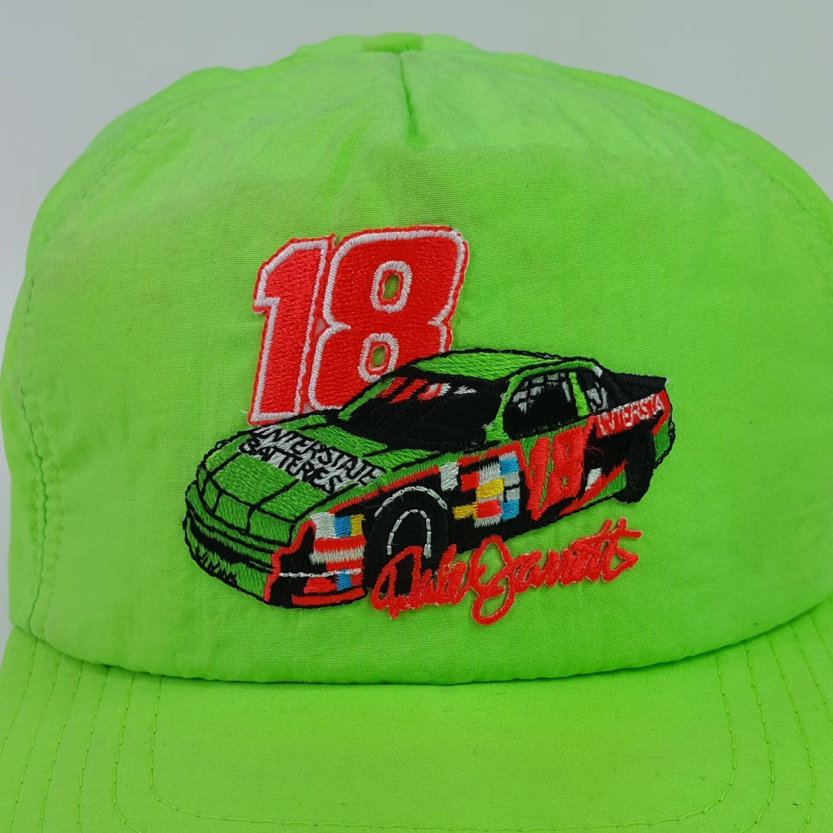 NASCAR VINTAGE NASCAR Dale Jarrett Neon Green USA Trucker Hat Snapback Cap Car, Adjustable, Embroidered, Lightweight, Breathable, Solid Green, Men Size ONE SIZE - 2 Thumbnail