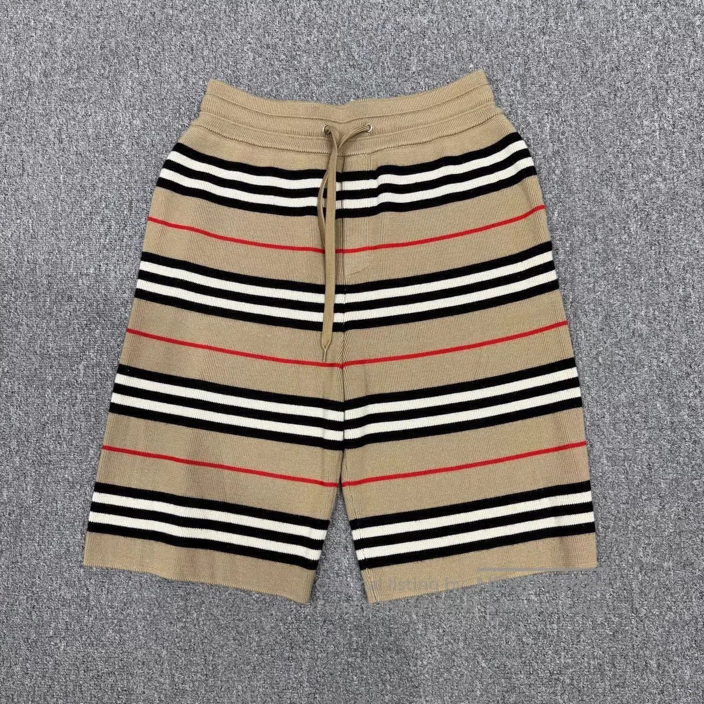 Burberry Beige Striped Knit Shorts with Drawstring. Size US 34 / EU 50 - 1 Thumbnail