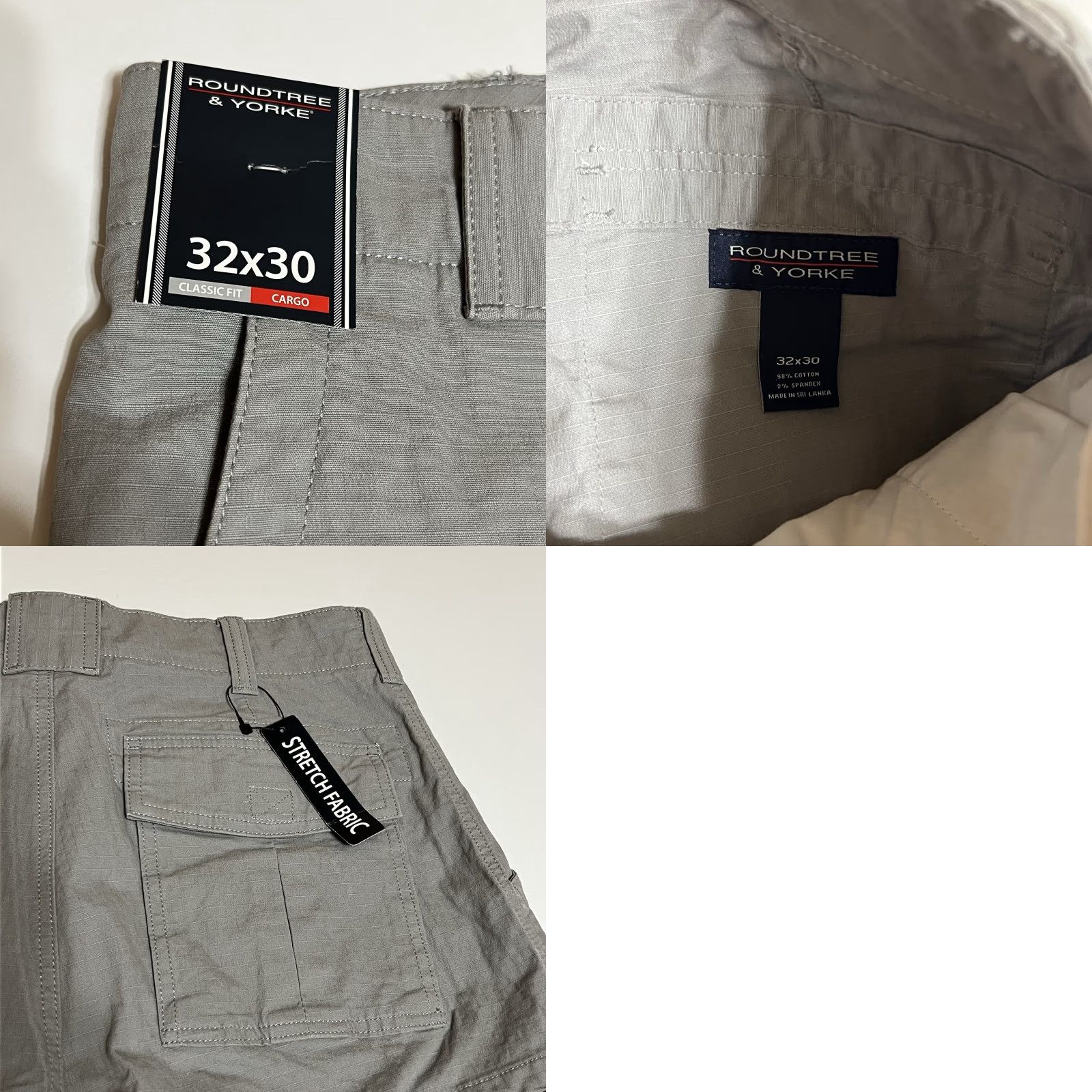 Roundtree & Yorke Roundtree & Yorke Pants Men 32x29 Gray Classic Fit Cargo Straight Flat Front 32x29 Regular Mens Size US 29 - 8 Thumbnail