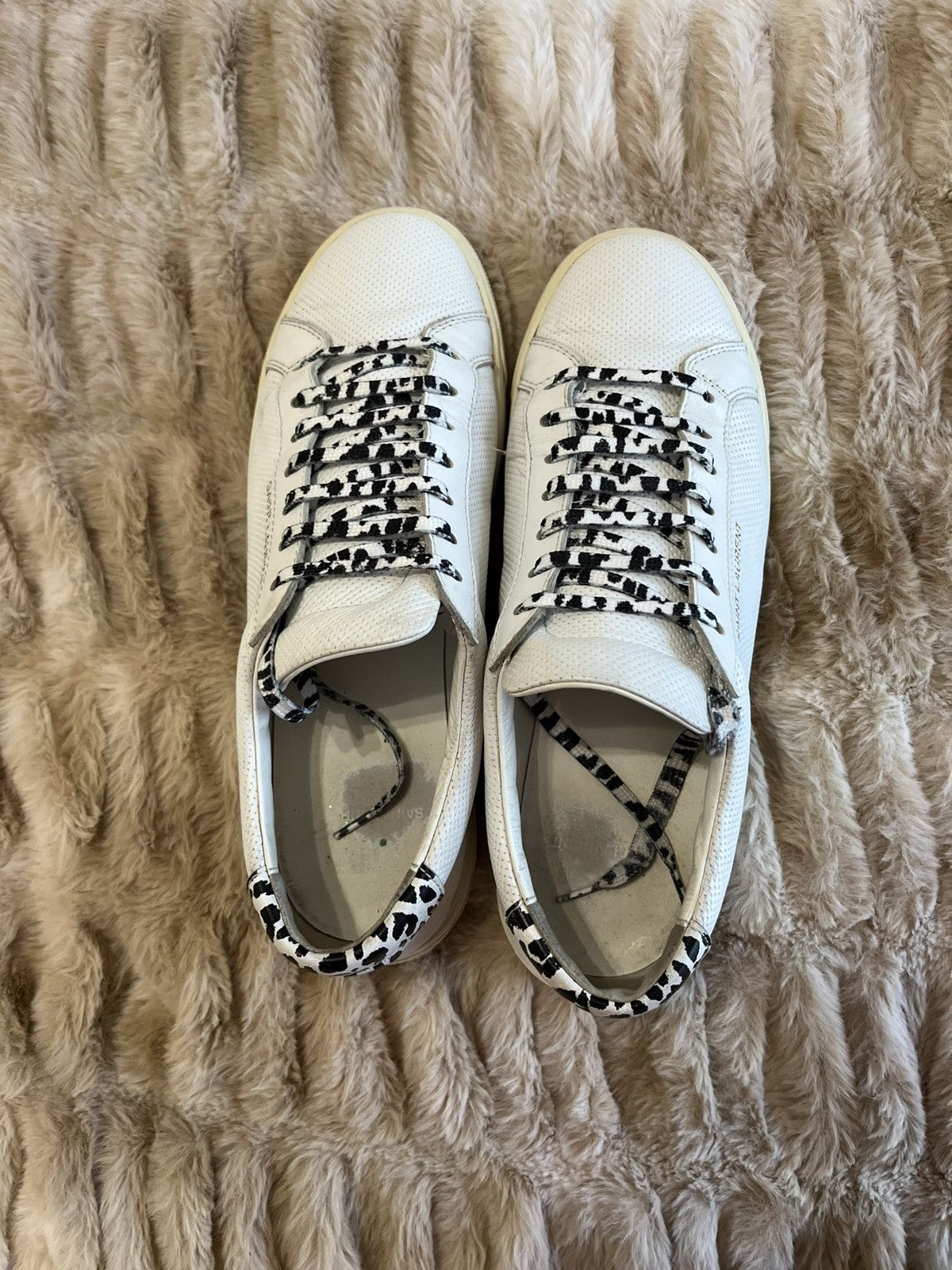 Saint Laurent Paris Saint Laurent Paris White Leather with Leopard Details Size US 10 / IT 40 - 7 Thumbnail