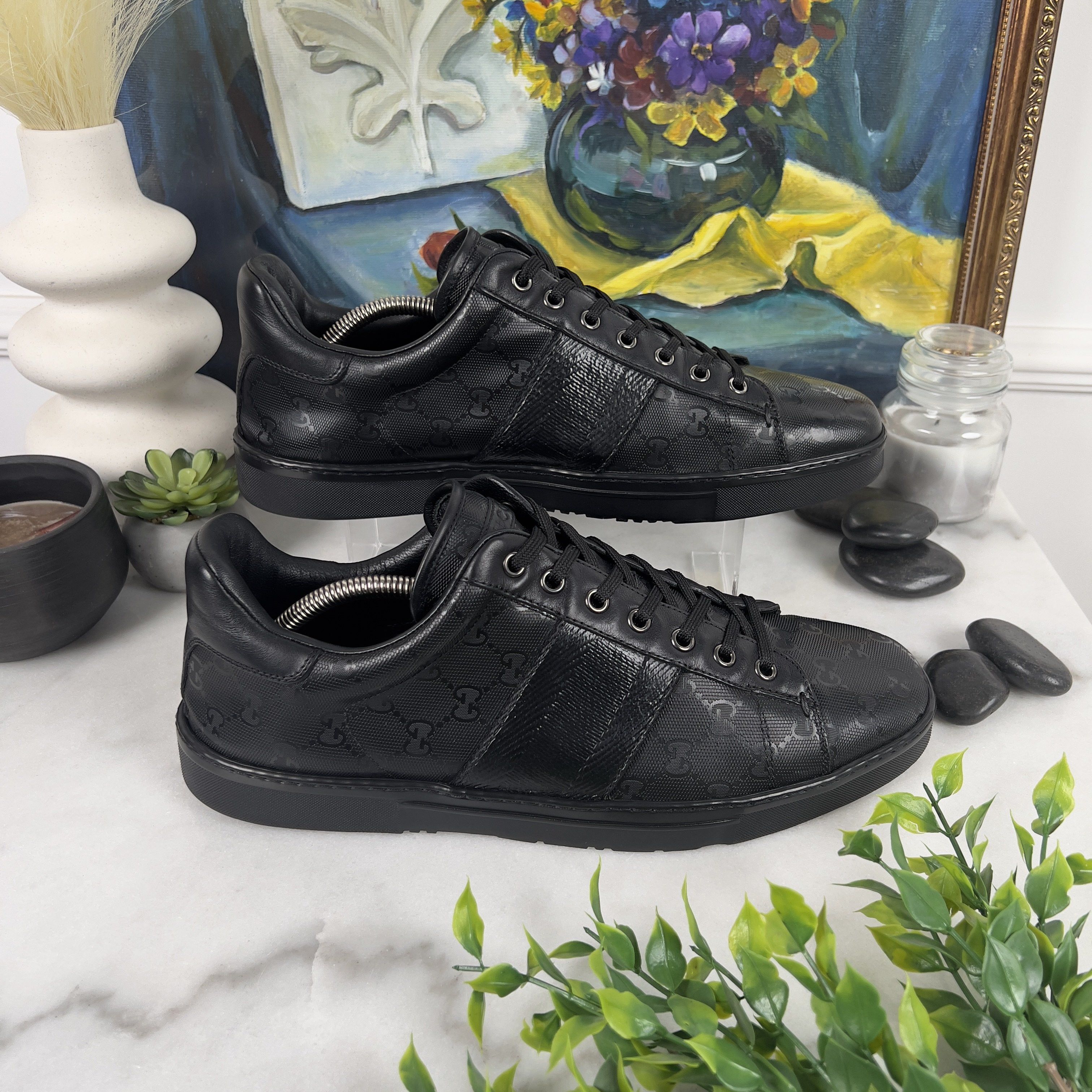 Gucci Vintage Ace GG Guccissima Monogram Sneakers Glazed Leather Size US 10 / EU 43 - 5 Thumbnail