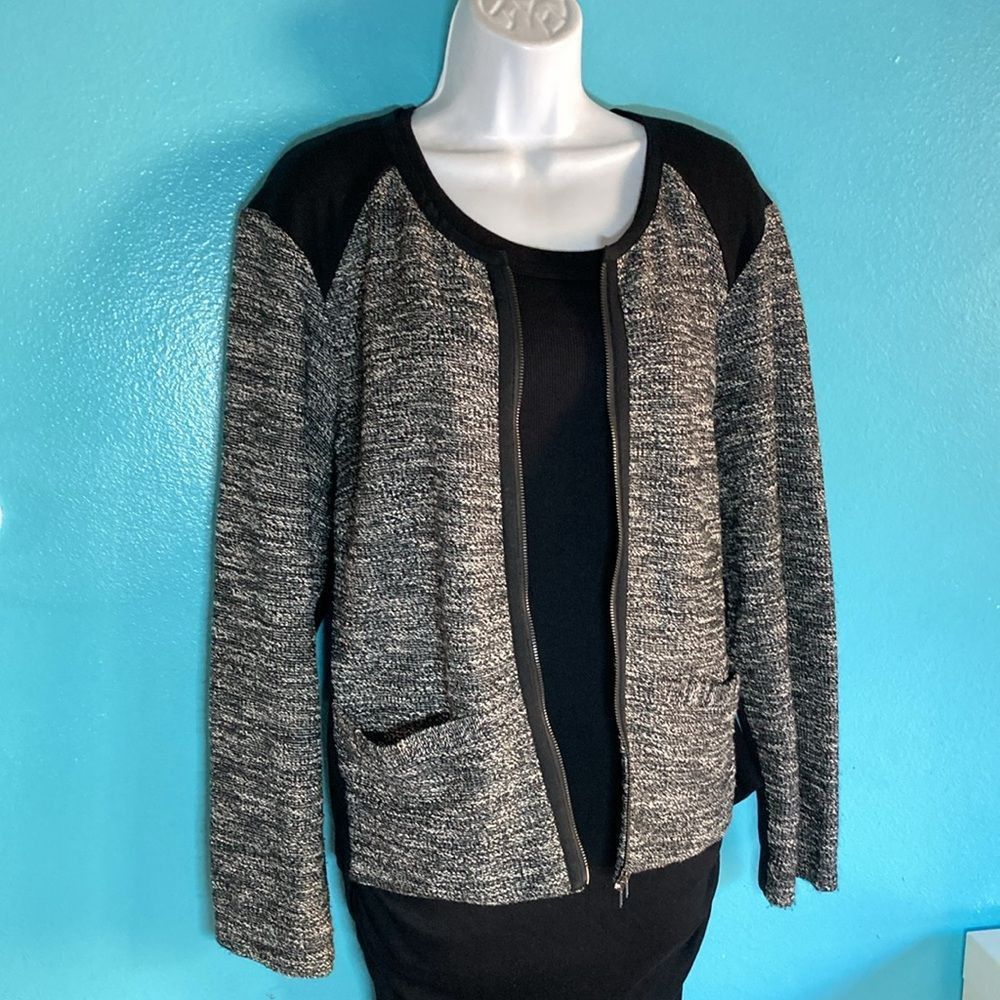 Eileen Fisher Eileen Fisher Cardigan Zip Front Jacket 2X Black Tweed Stret Size XXL / US 16-18 / IT 52-54 - 3 Thumbnail