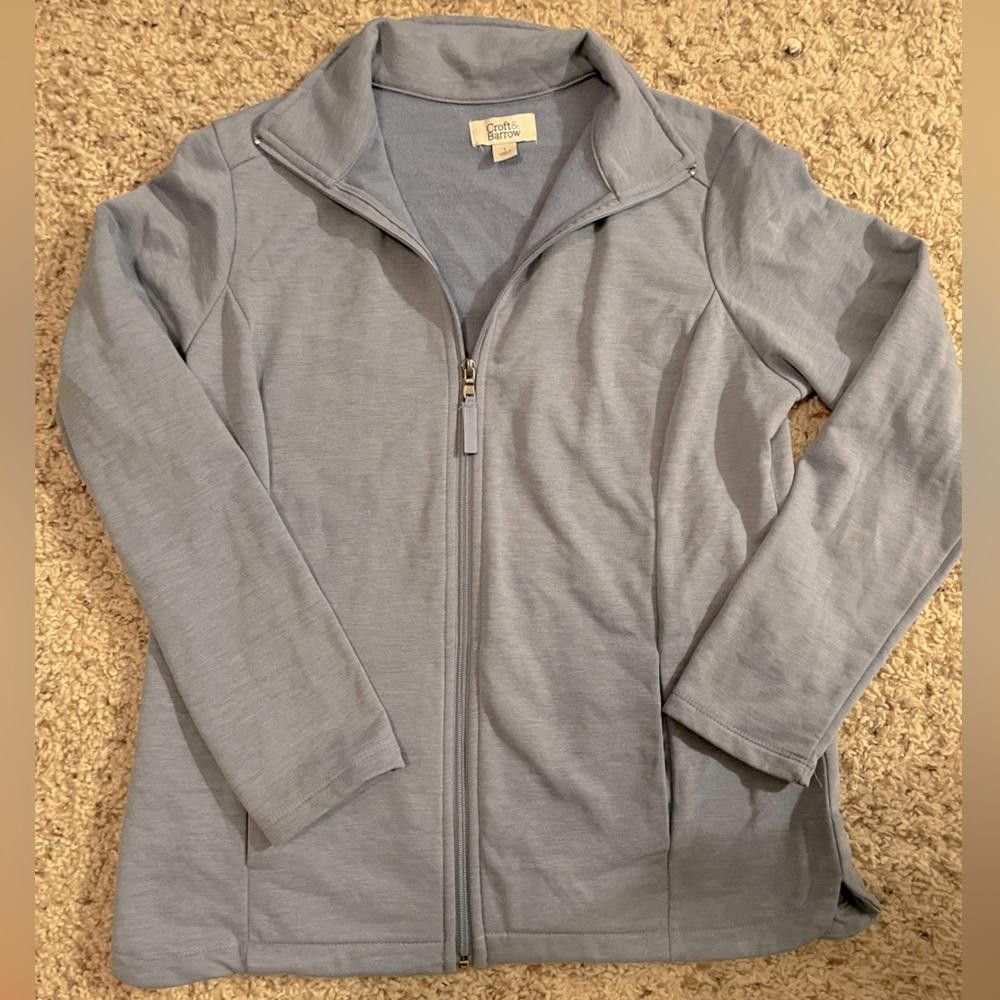 Designer Brand New Blue Croft and Barrow Zip Up Sweater Size S / US 4 / IT 40 - 1 Thumbnail
