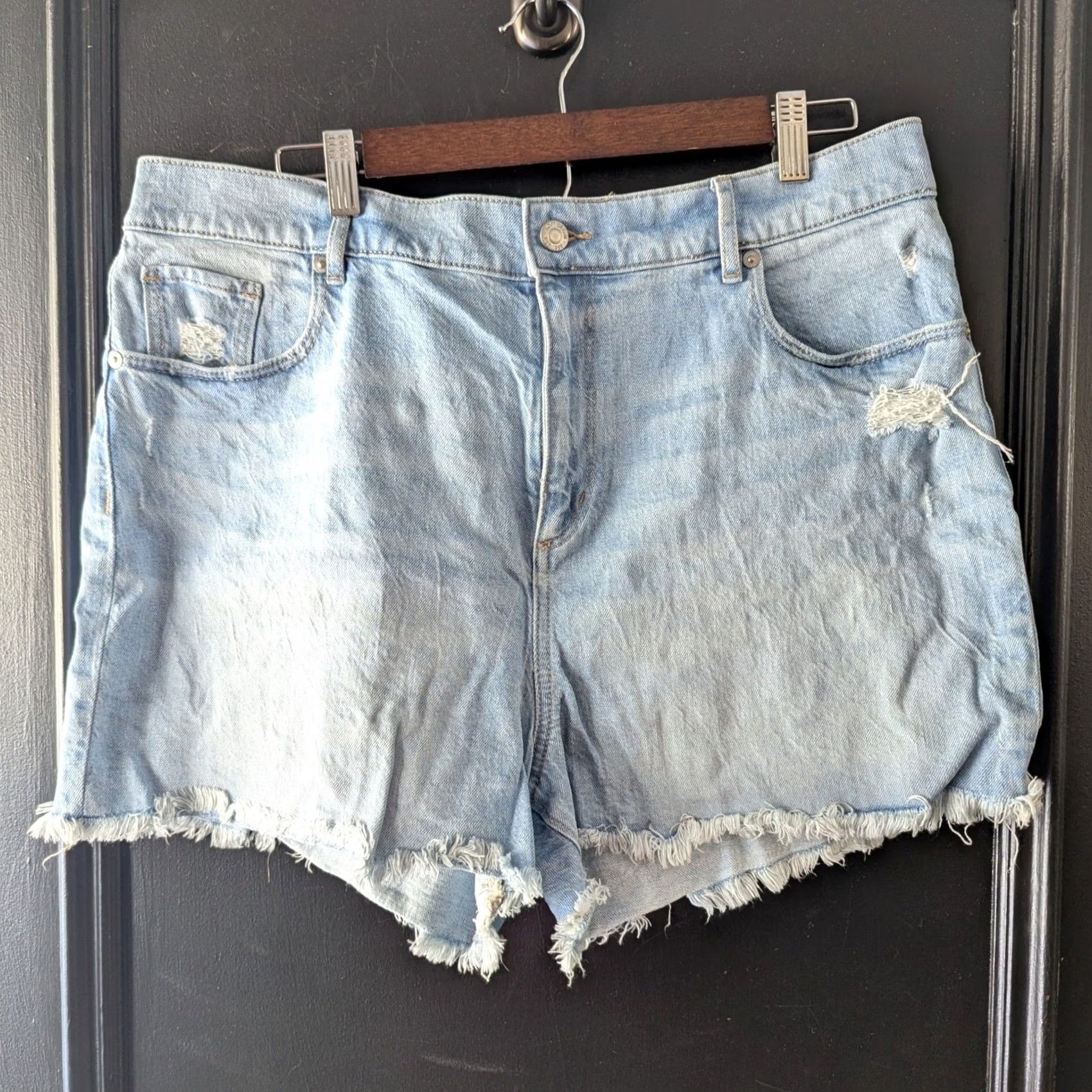 Loft LOFT Denim Cut-Off Shorts Light Wash Distressed Frayed Hem High Rise Sz 16 33 Denim Shorts Women Size 24" / US 00 / IT 34 - 2 Thumbnail