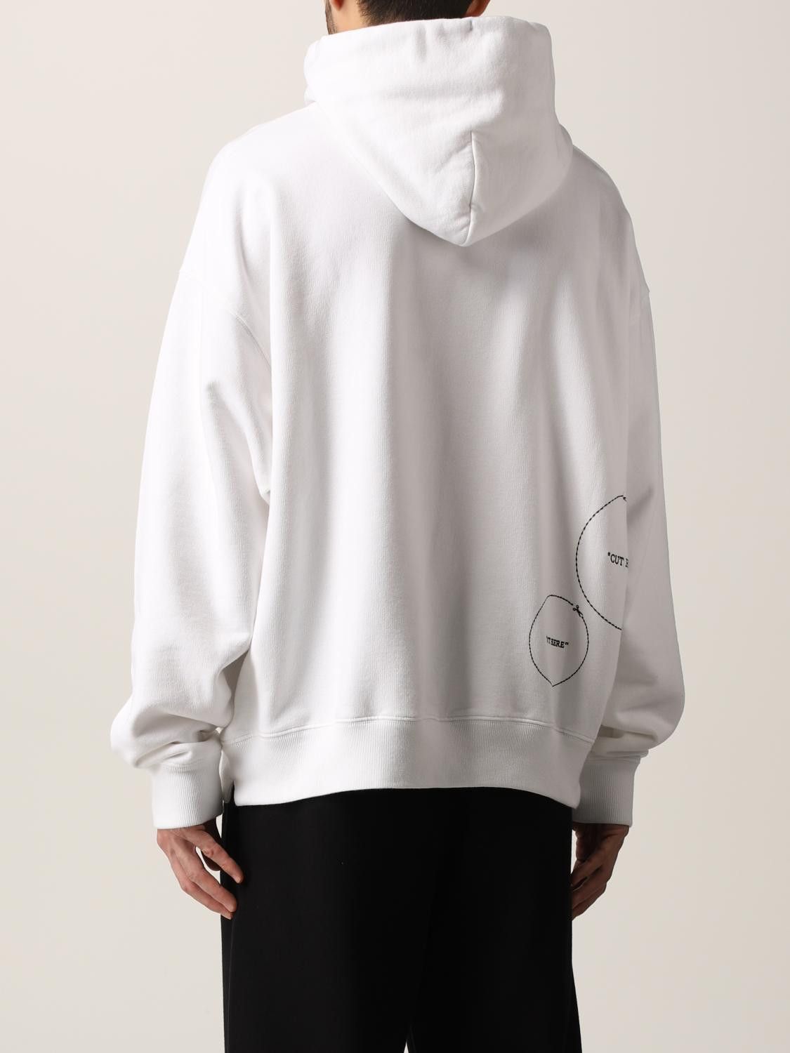 Off-White White Embroidered Cut Here Logo Oversized Skate Hoodie Size XS / US 0-2 / IT 36-38 - 4 Thumbnail