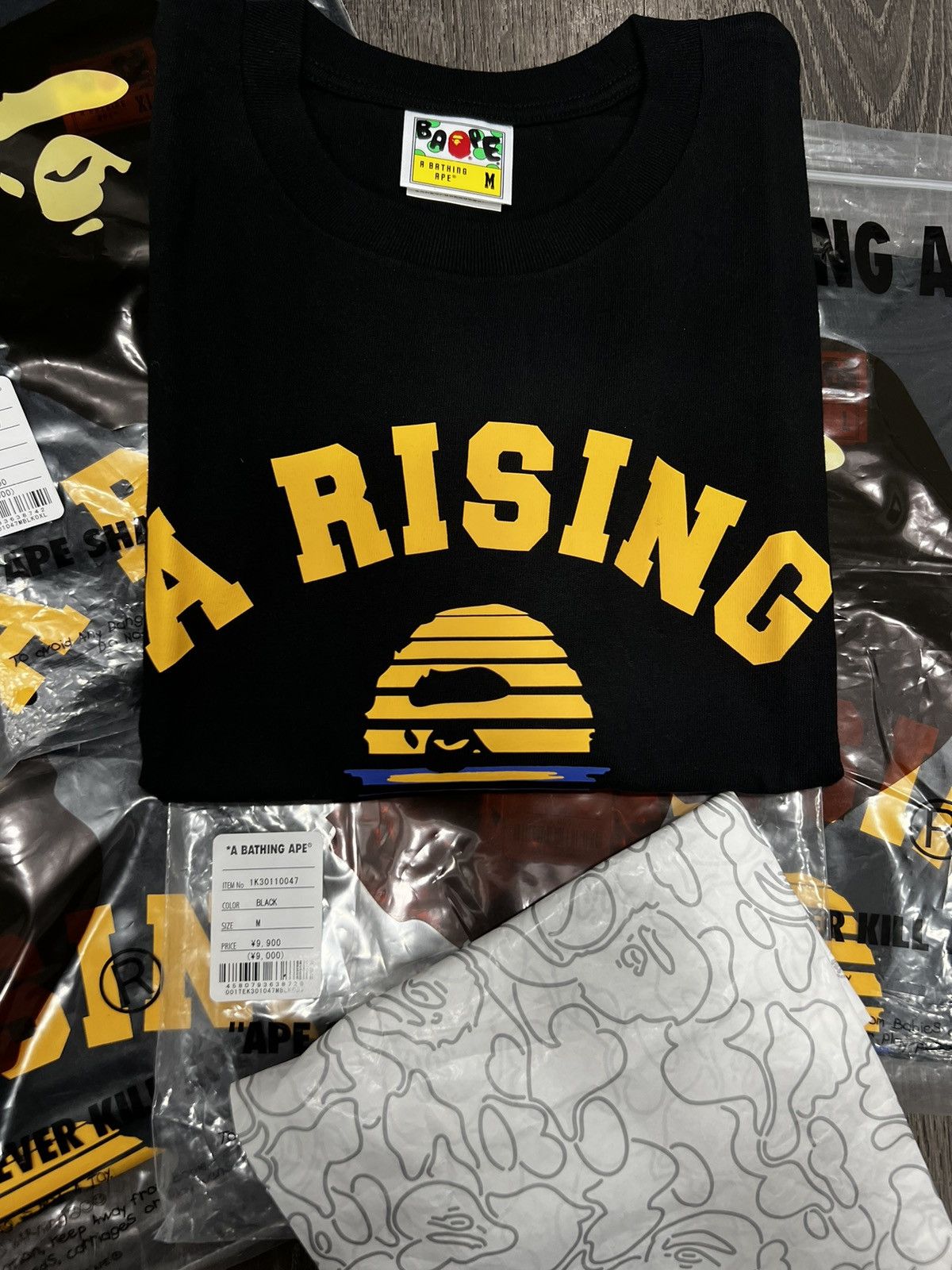 Bape Bape A Rising Bape Black Tee Sz M NEW Size US M / EU 48-50 / 2 - 6 Thumbnail