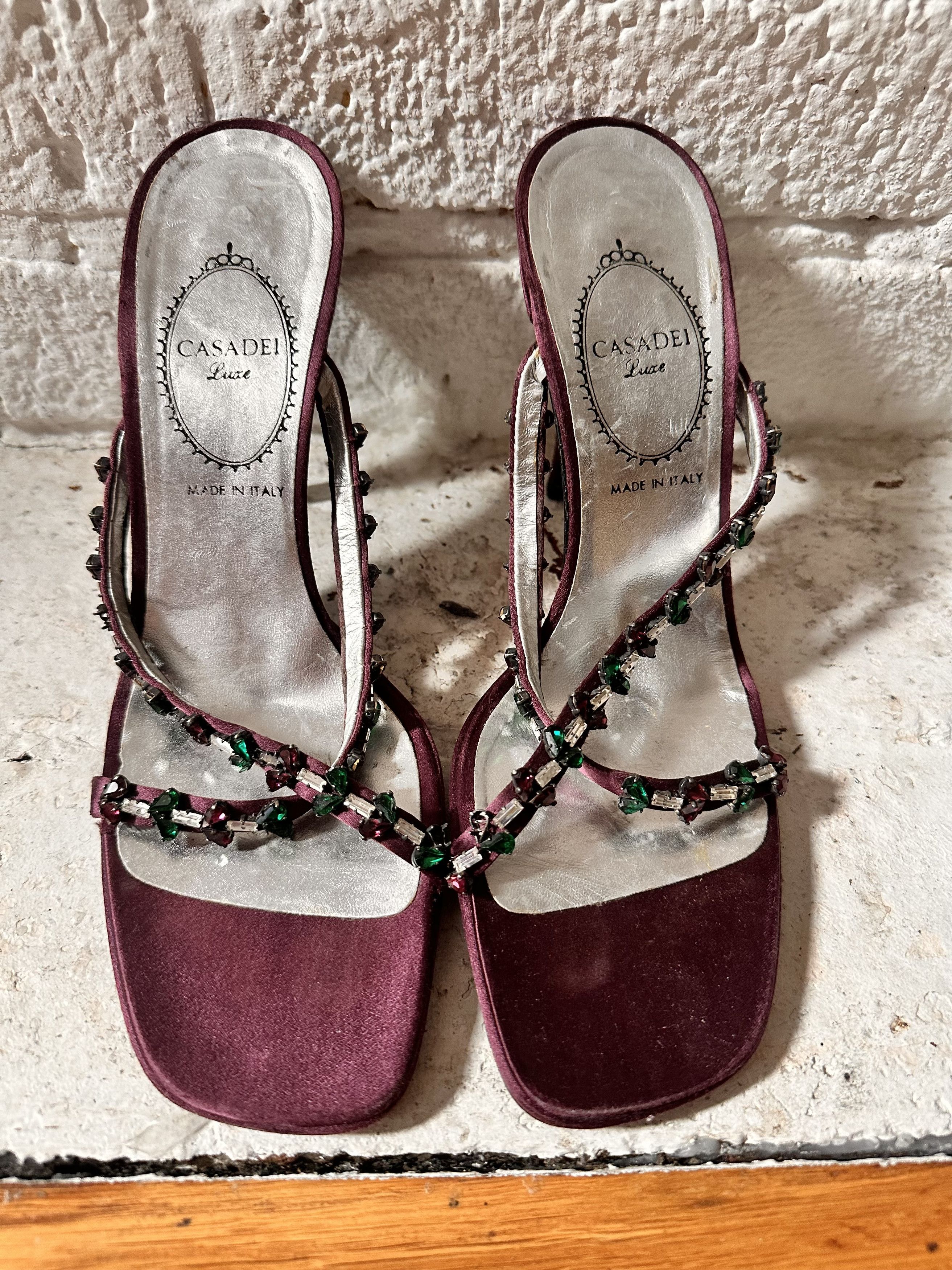 Casadei VINTAGE CASADI CRYSTAL SILK PURPLE EVENING SANDALS_ 9 US Size US 9 / IT 39 - 9 Thumbnail