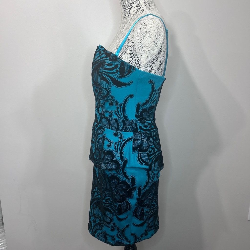 Other UK Lipsy Dress Turquoise and Black flocked size 8 Size M / US 6-8 / IT 42-44 - 3 Thumbnail