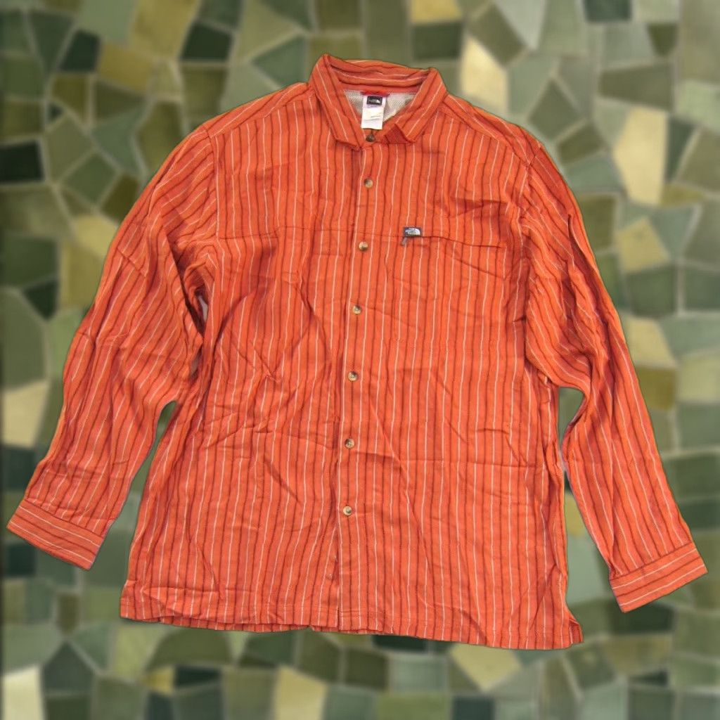The North Face The North Face Shirt Men XL Button-Down Cotton Orange Black Stripe Long Sleeve Button Up Size US XL / EU 56 / 4 - 1 Thumbnail