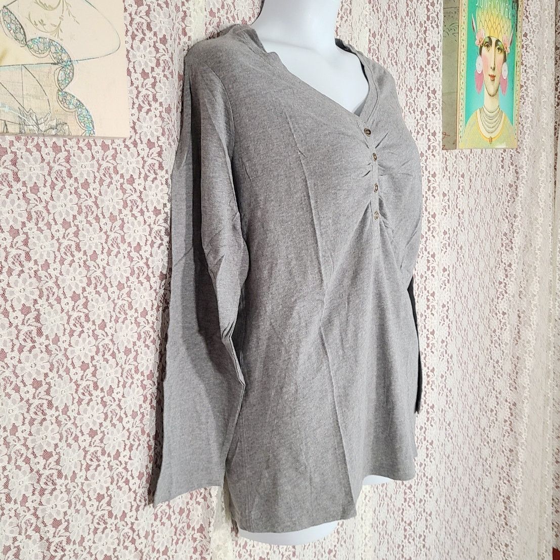 Faded Glory Faded Glory gray long sleeve shirt size 2x Size XXL / US 16-18 / IT 52-54 - 2 Thumbnail