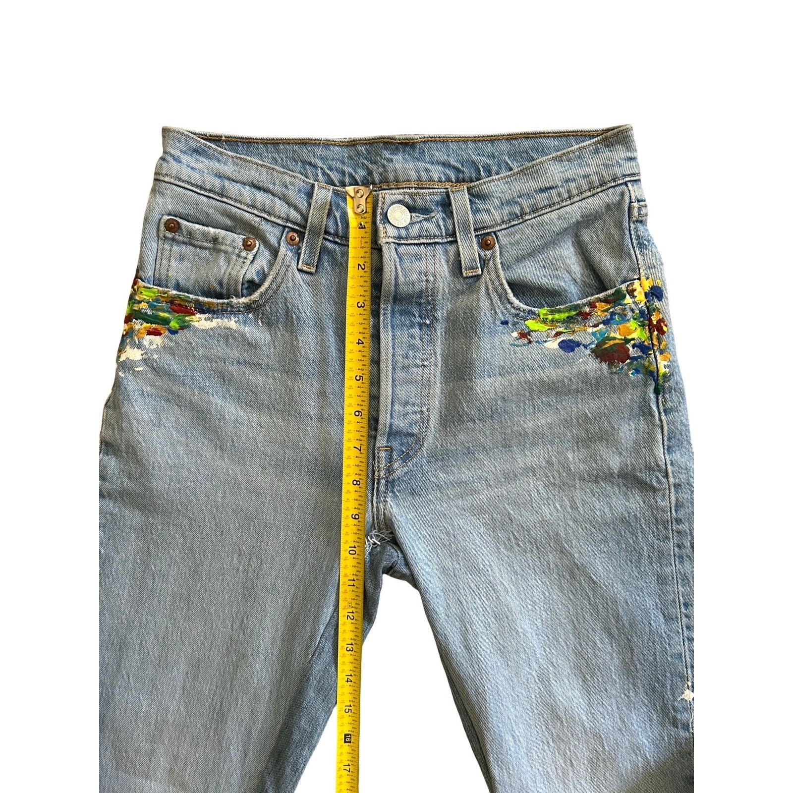 Levi's Custom Reworked Levi's 501 Split-Hem Paint Splatter Jeans Size 25" / US 0 / IT 36 - 11 Thumbnail