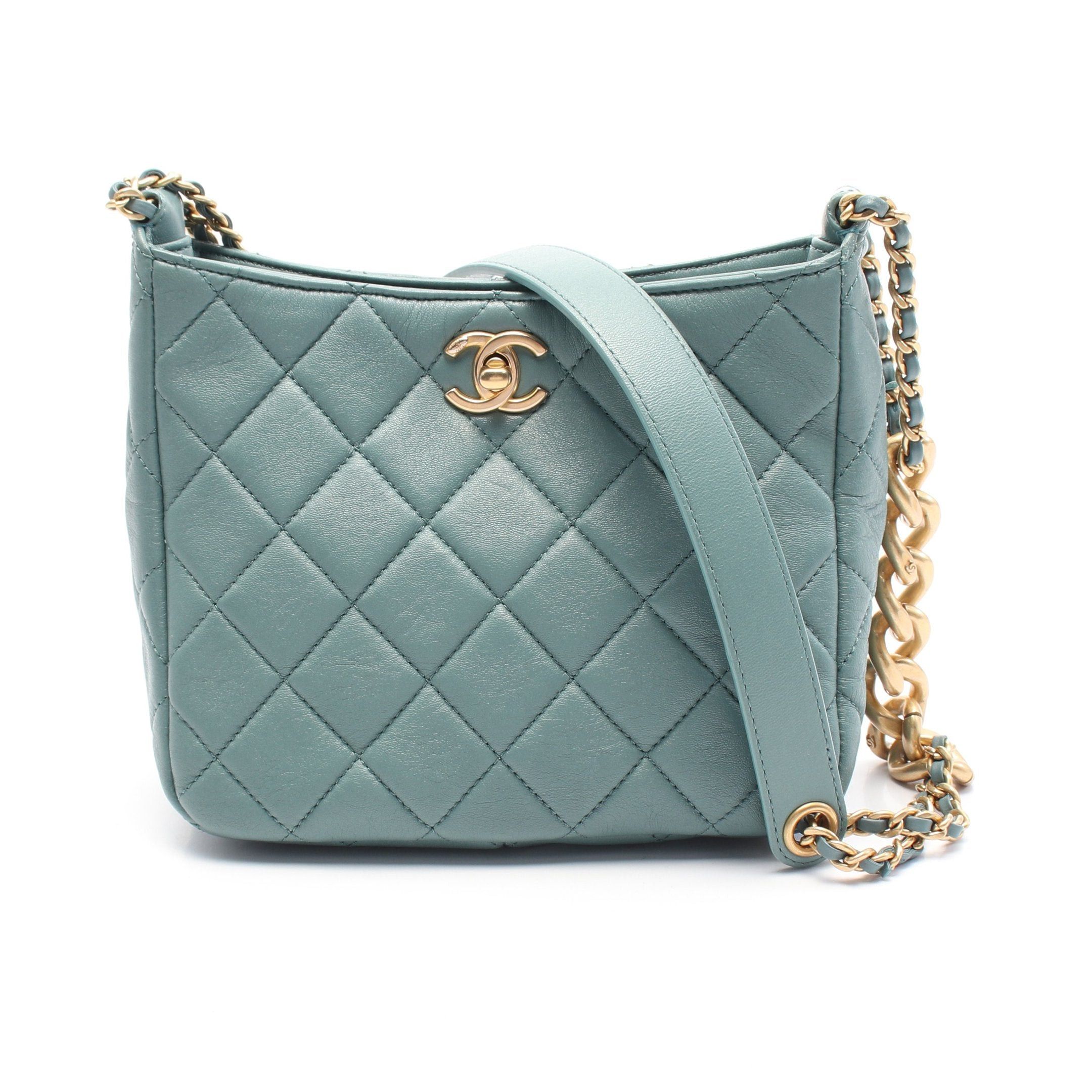 Chanel Chanel Matelasse Small Hobo Bag Chain Shoulder Leather Blue Green Gold Hardware Size ONE SIZE - 1 Thumbnail