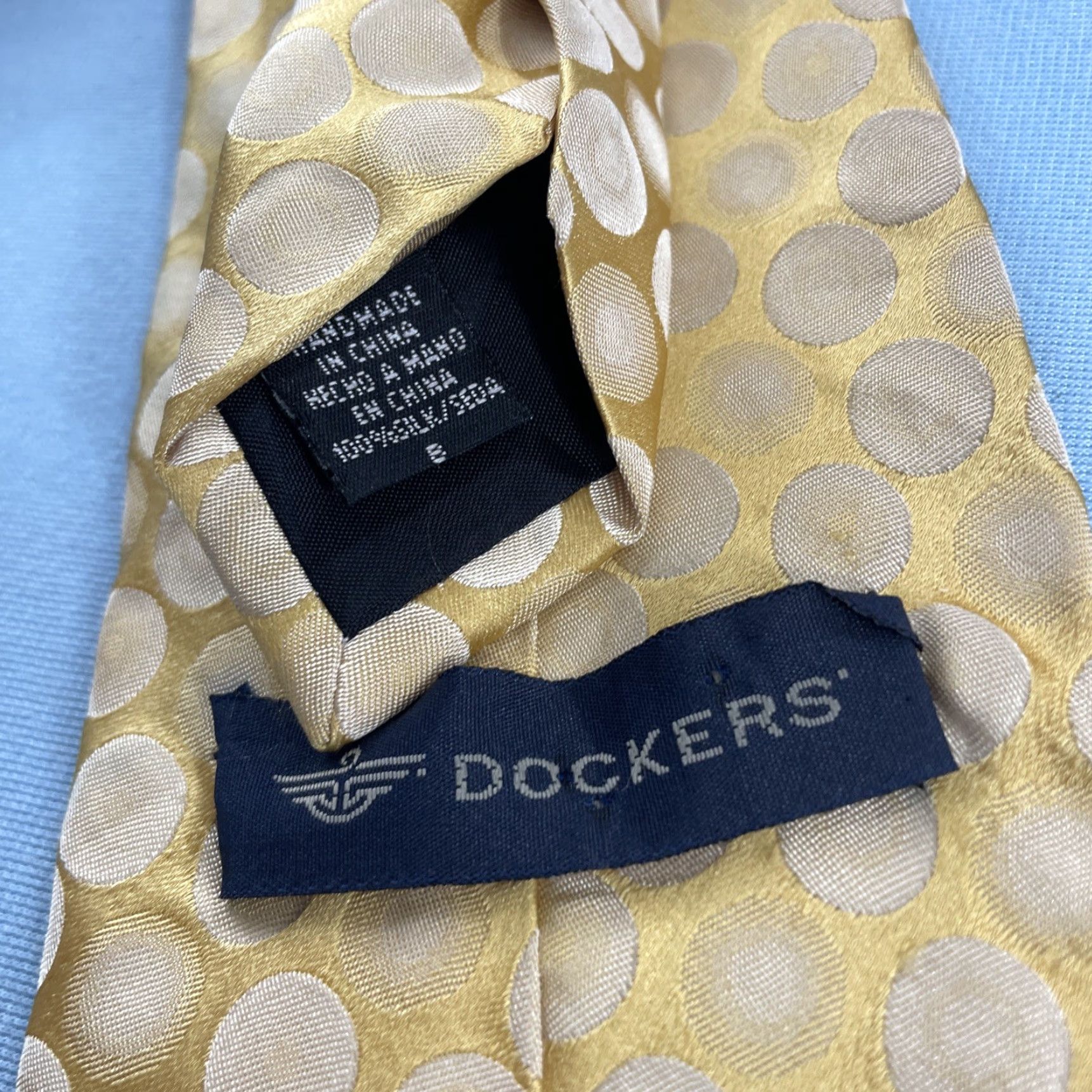 Dockers VINTAGE Dockers Silk Tie Polka Dots Woven Yellow Gold Necktie 4x60 57"-60" Men Tie Size ONE SIZE - 5 Thumbnail