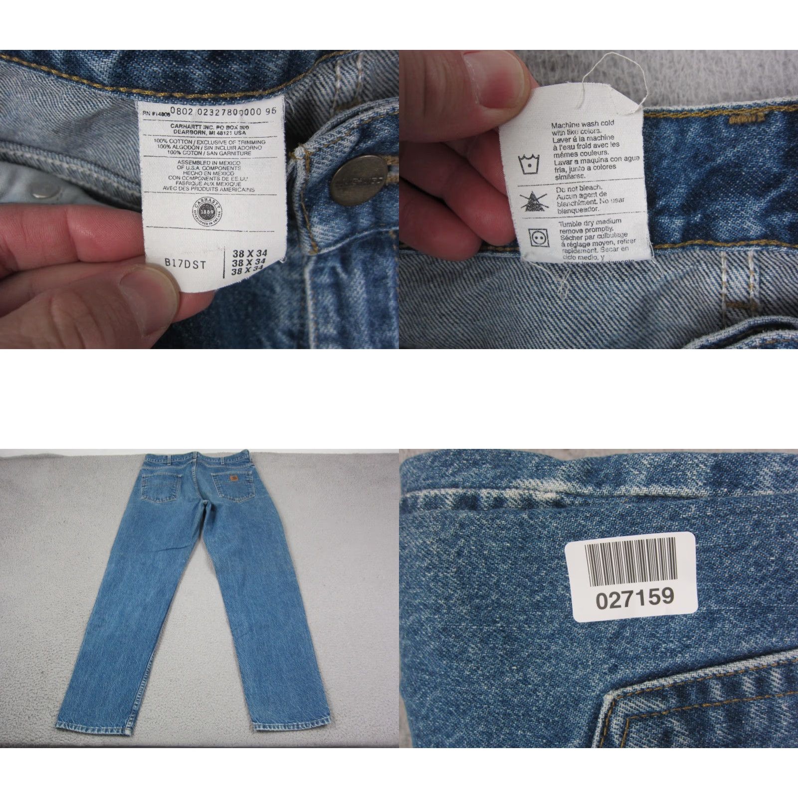 Carhartt Carhartt Jeans Mens Regular Straight Blue Denim Relaxed Fit 38x34 5-Pocket Workwear B17DST Size US 38 / EU 54 - 9 Thumbnail