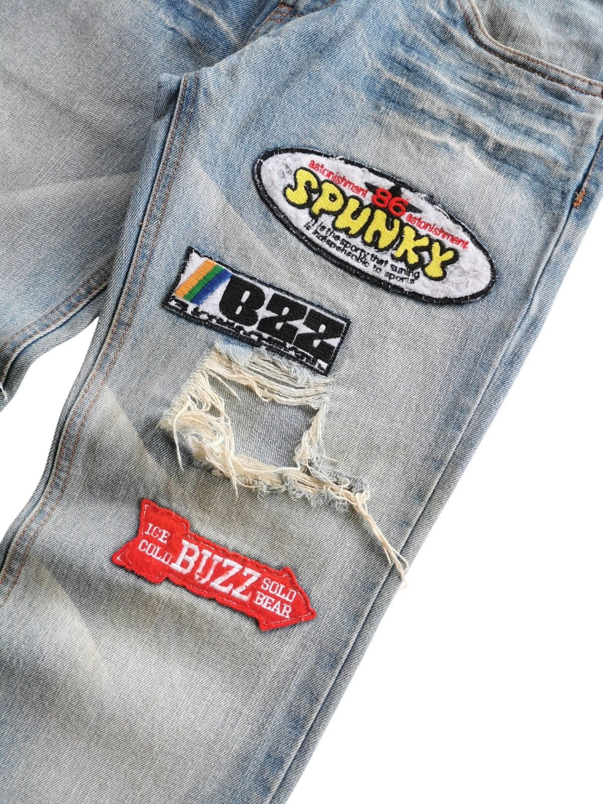 Japanese Brand Vintage Japanese Brand Buzz Spunky Patched Denim Flare Jeans Size US 32 / EU 48 - 3 Thumbnail