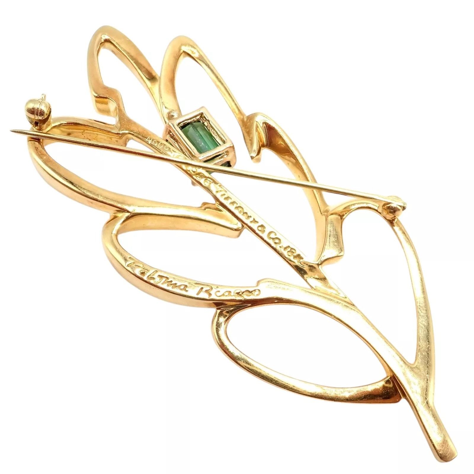 Tiffany & Co. Tiffany & Co 18k Yellow Gold Green Tourmaline Leaf Brooch Size ONE SIZE - 3 Thumbnail