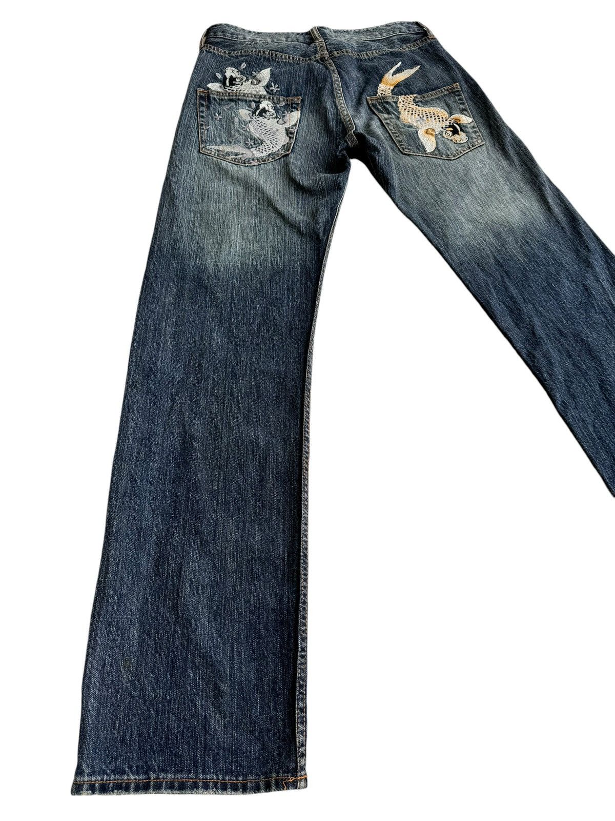 Japanese Brand ⚡️⚡️Japanese Brand Embroidery Fish Koi Denim Jeans Size US 30 / EU 46 - 3 Thumbnail