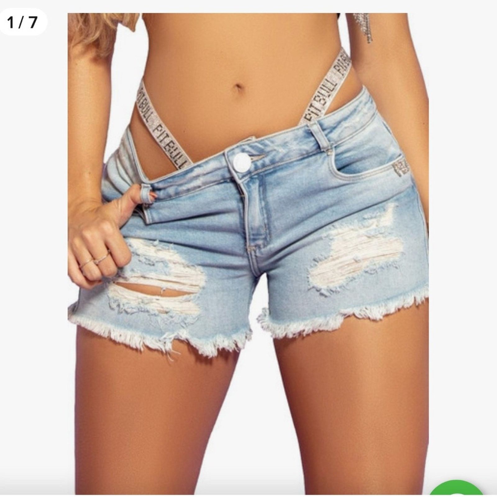 Other Trendy Light Blue Distressed Jean Shorts 02 Size 23" - 1 Thumbnail