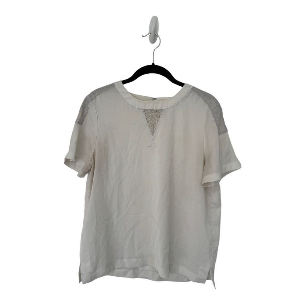 J.Crew J.Crew White Lace Detail Blouse | Size S | Short Sleeve Ligh Size S / US 4 / IT 40 - 2 Thumbnail