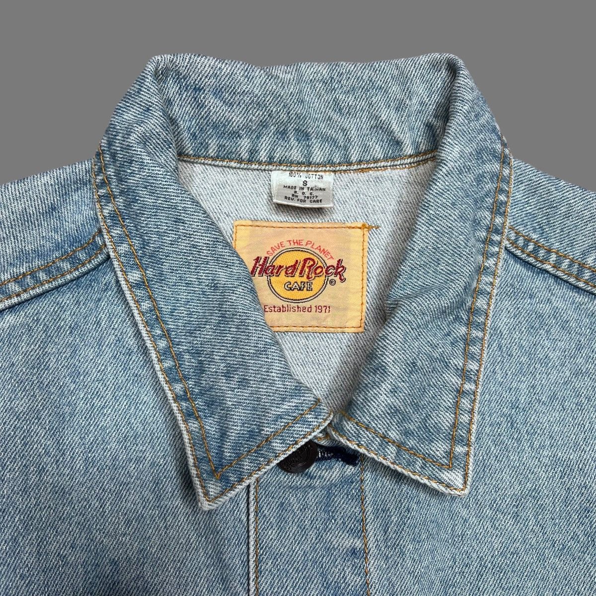Hard Rock Cafe × Vintage Vtg 1990s Hard Rock Cafe Save The Planet Dallas Denim Jacket Size US S / EU 44-46 / 1 - 3 Thumbnail