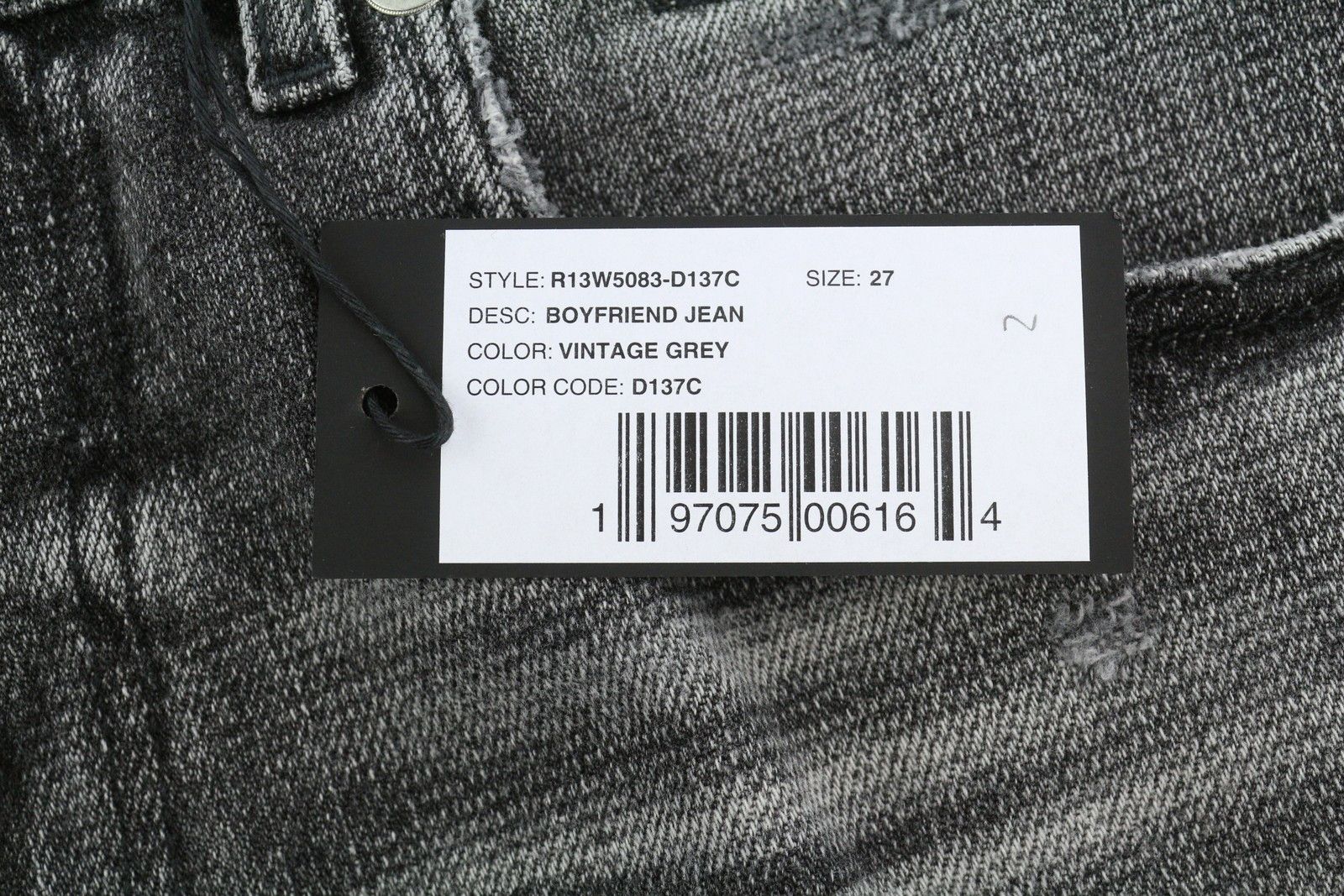 R13 BOYFRIEND 27 Vintage Grey Cropped Jeans 88837 Size 27" / US 4 / IT 40 - 8 Thumbnail