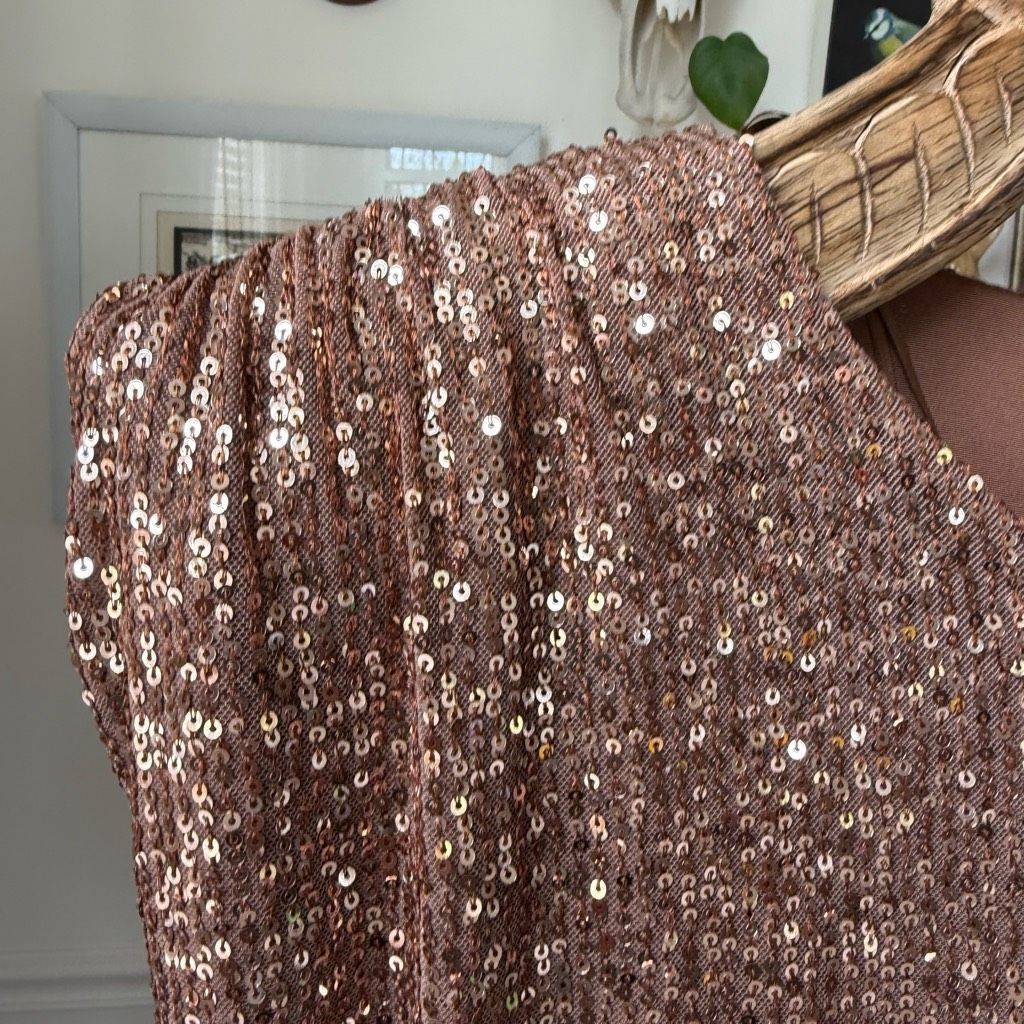 Other Fashion Nova Sparkle And Snatched Shoulder Pad Jumpsuit Copp Size 42" / US 20 - 4 Thumbnail