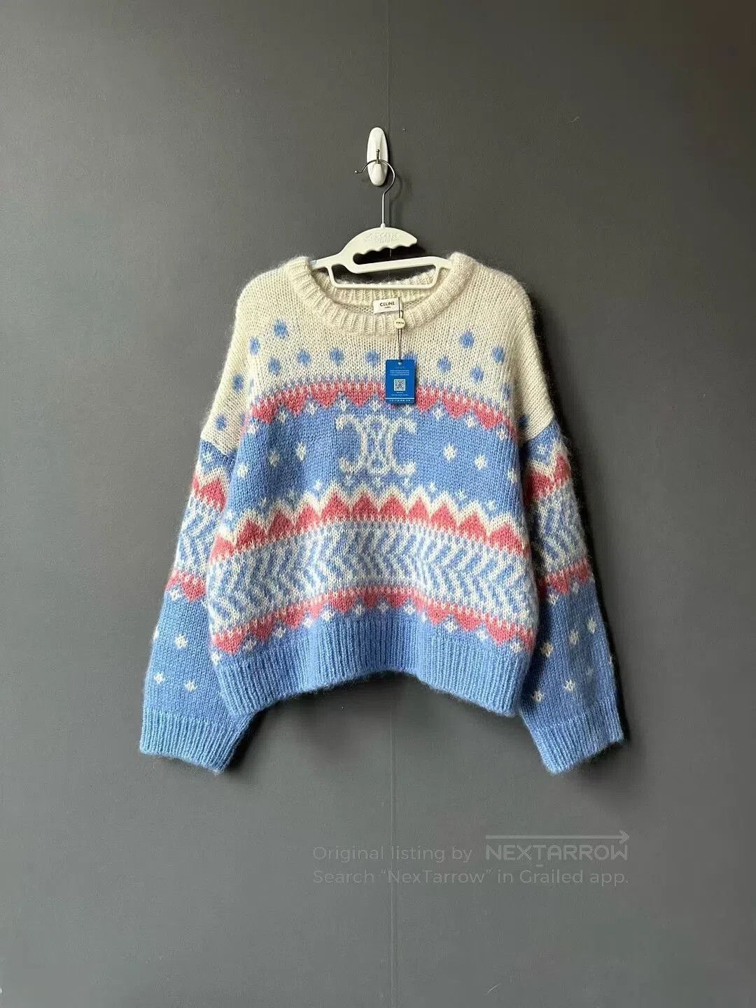 Celine CELINE Chanel-Style Colorful Triomphe Mohair Sweater| Size S / US 4 / IT 40 - 1 Thumbnail