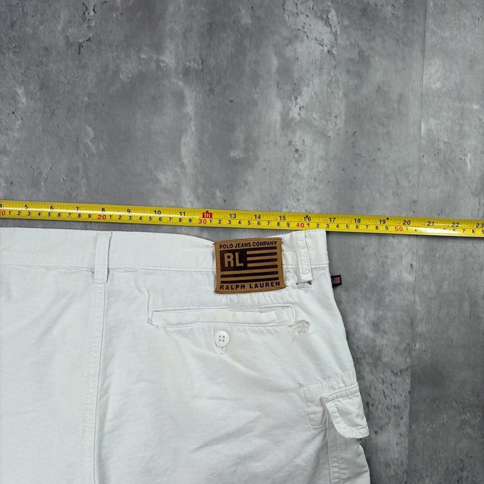 Polo Ralph Lauren Vintage White Polo Jeans Company Cargo Mini Shorts Size 34" / US 12 / IT 48 - 6 Thumbnail