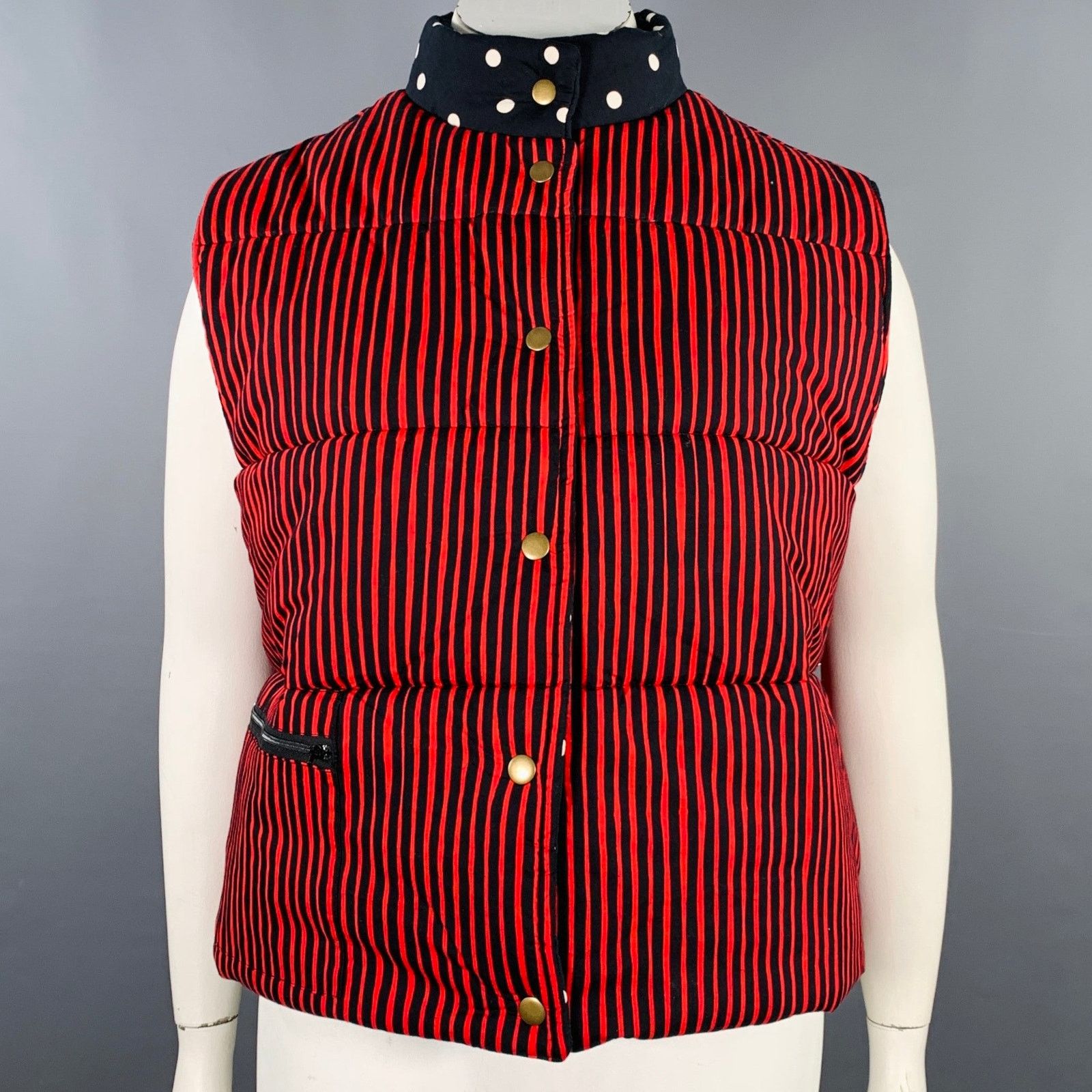 Clare V. Black White Polka Dot Cotton Sleeveless Reversible Vest Size ONE SIZE - 2 Thumbnail
