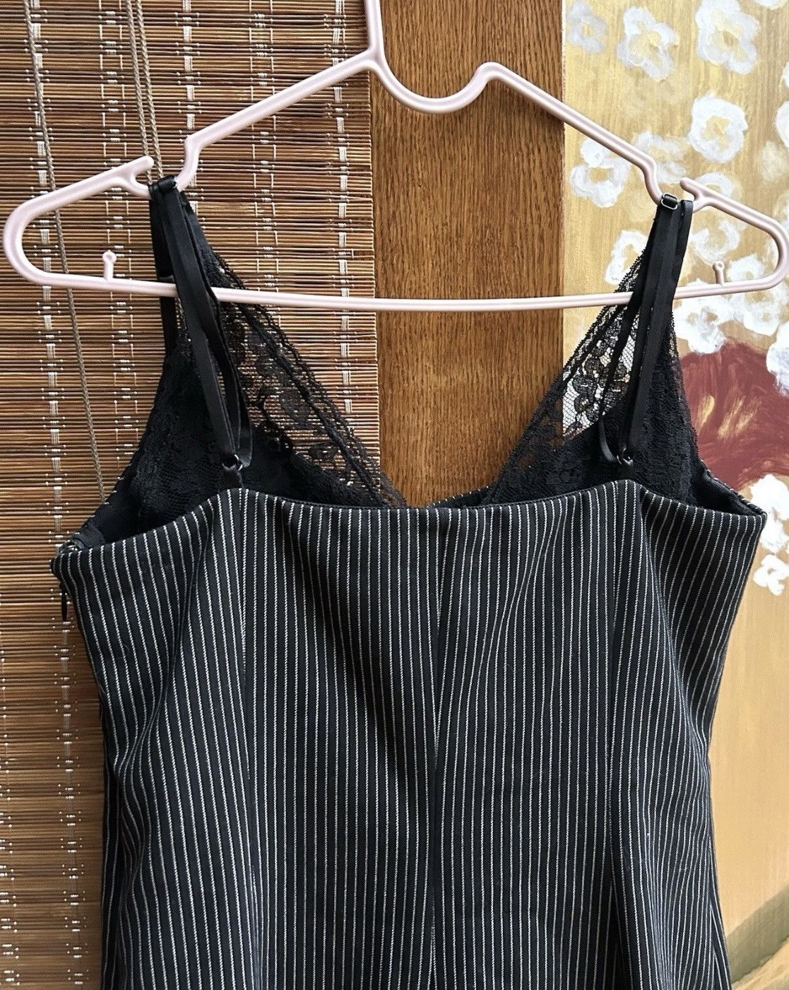 Alexander Wang Alexander Wang Pinstripe Slip Dress Lace Trim Bodycon Mini Size XS / US 0-2 / IT 36-38 - 4 Thumbnail