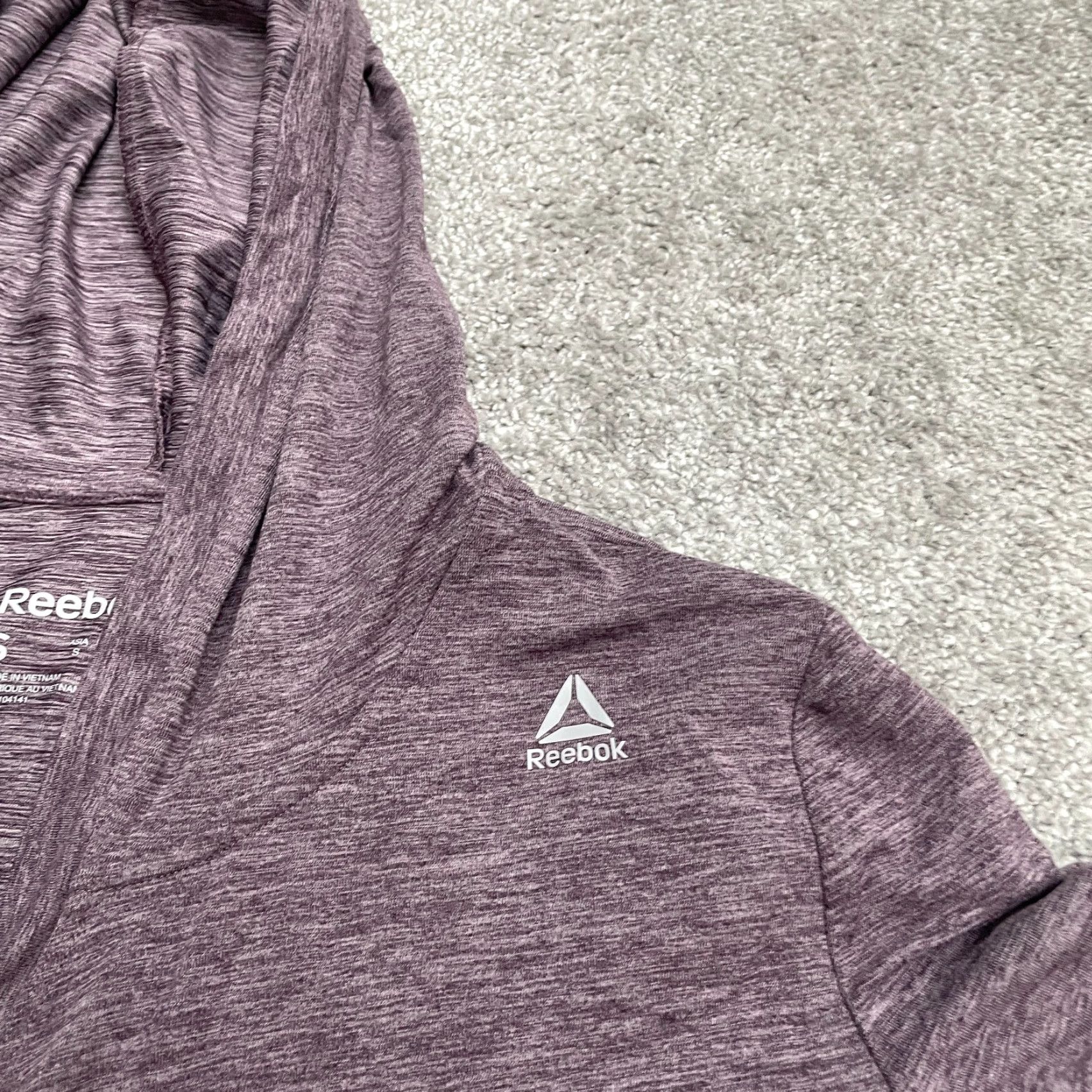 Reebok Reebok Hoodie Womens Small Purple Lightweight Cardigan Hooded Stretch Open Sweatshirt Active Size S / US 4 / IT 40 - 3 Thumbnail