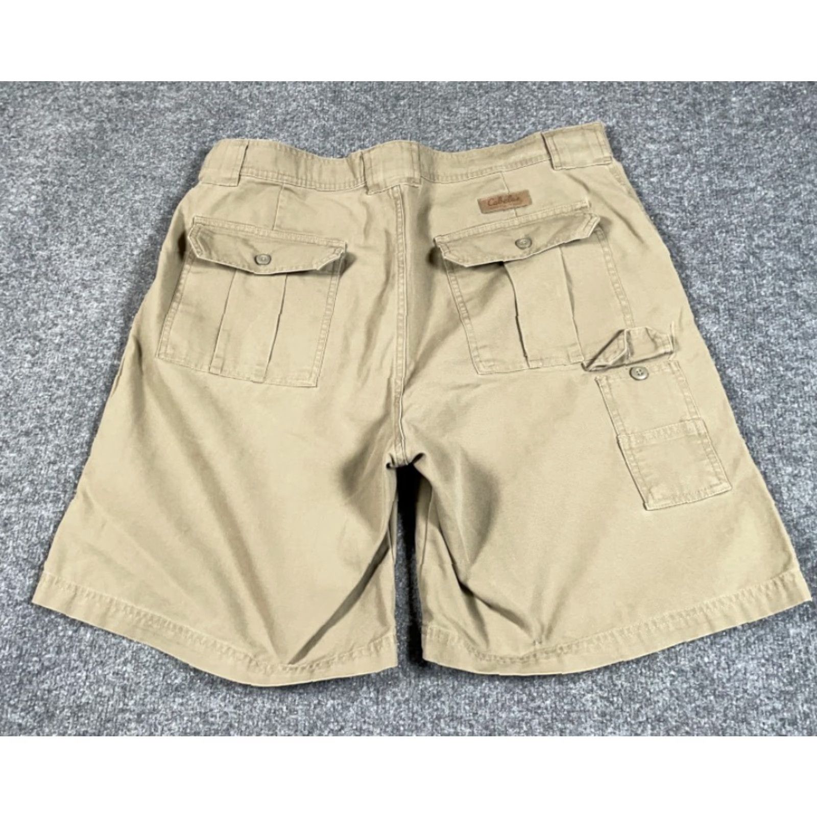 Vintage Cabela's Cargo Shorts Men 36 Beige Lightweight Cotton Hiking 9" Inseam Brown Solid Front Zip Fly Mens Regular Stocked 90s? Size US 38 / EU 54 - 2 Thumbnail