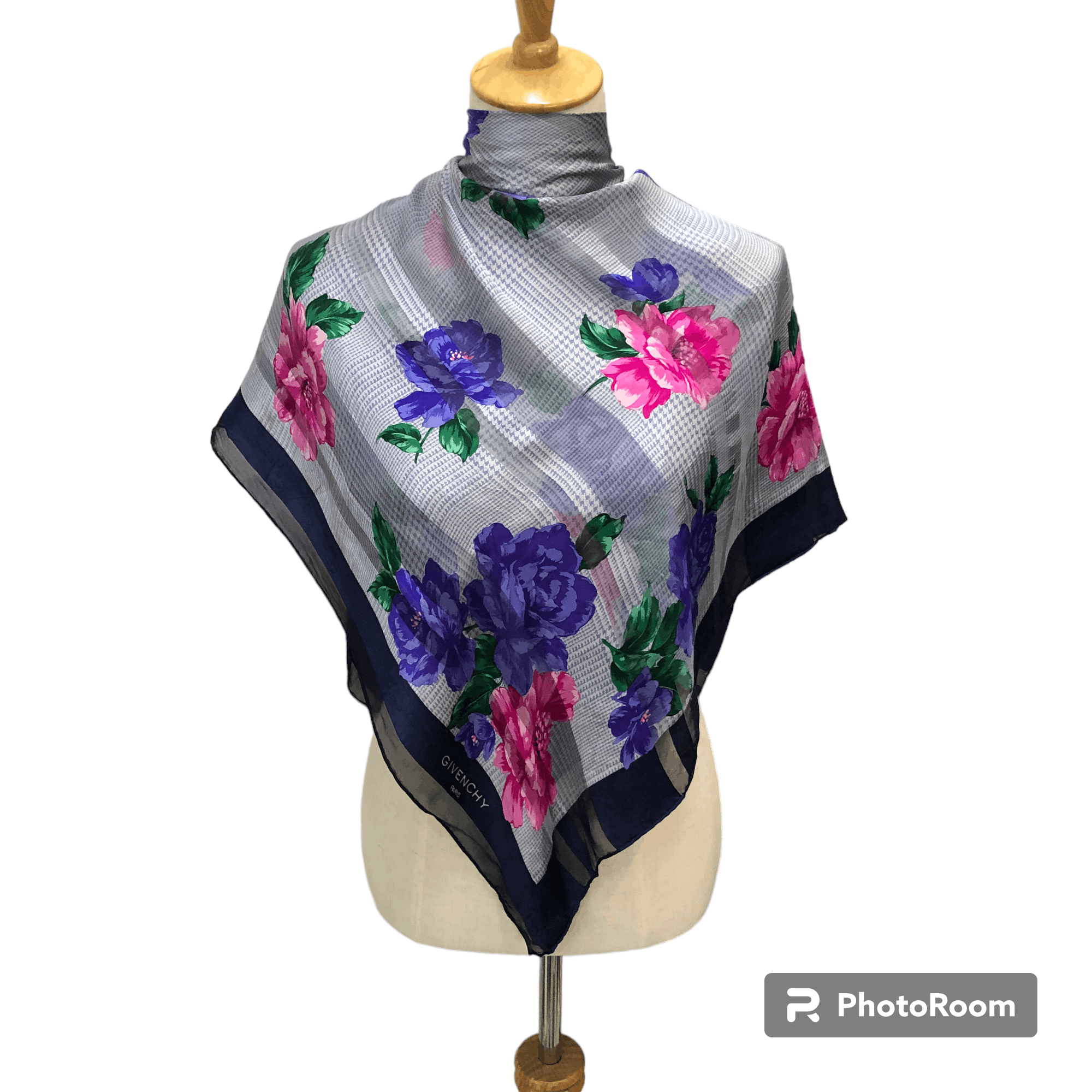 Givenchy Vintage Givenchy Floral Hand Rolled Silk Scarf M1203 Size ONE SIZE - 1 Thumbnail