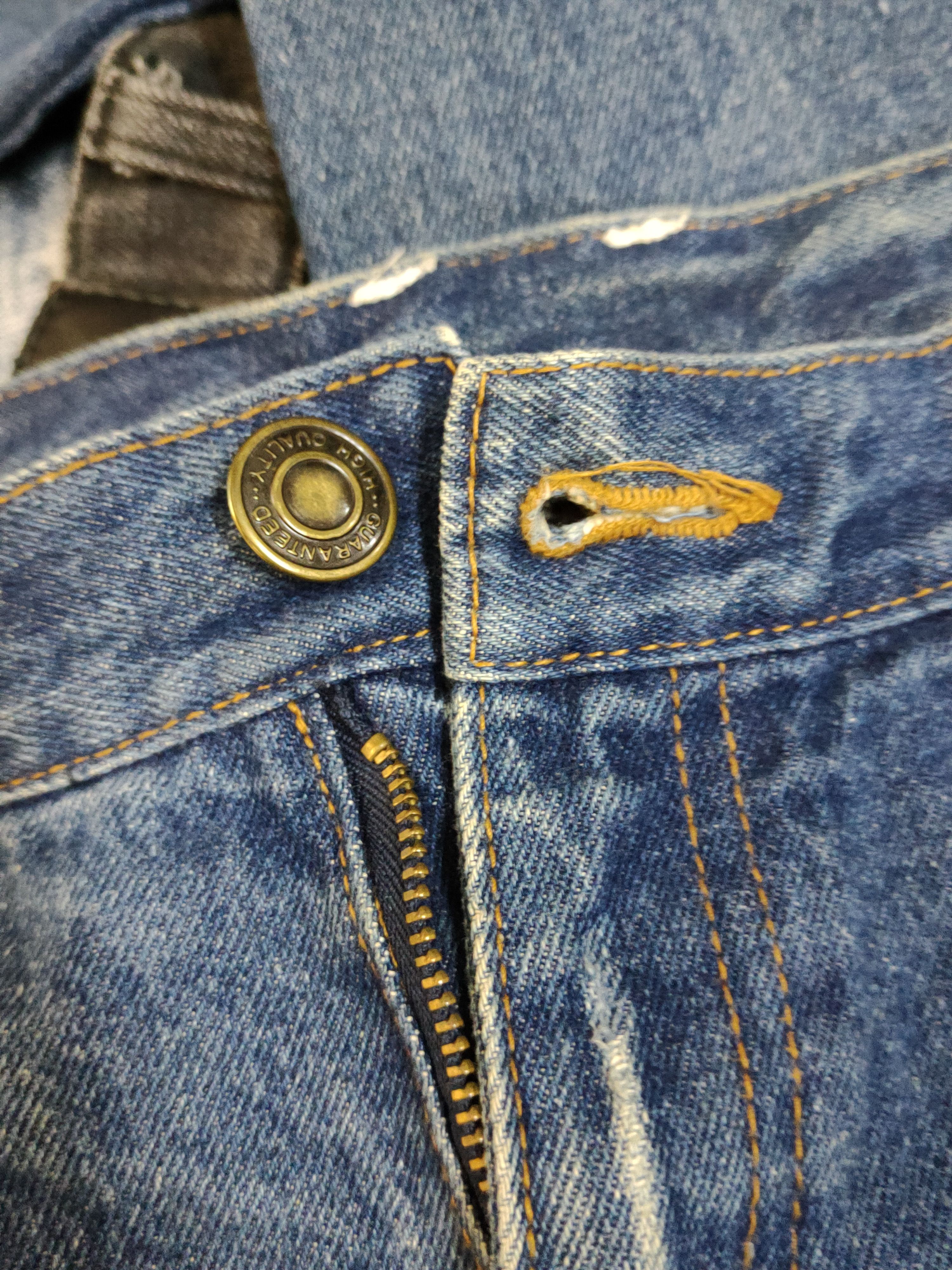 Japanese Brand Japan skull Blue Distressed Ripped denim Jeans #W1306 Size 33" - 18 Thumbnail