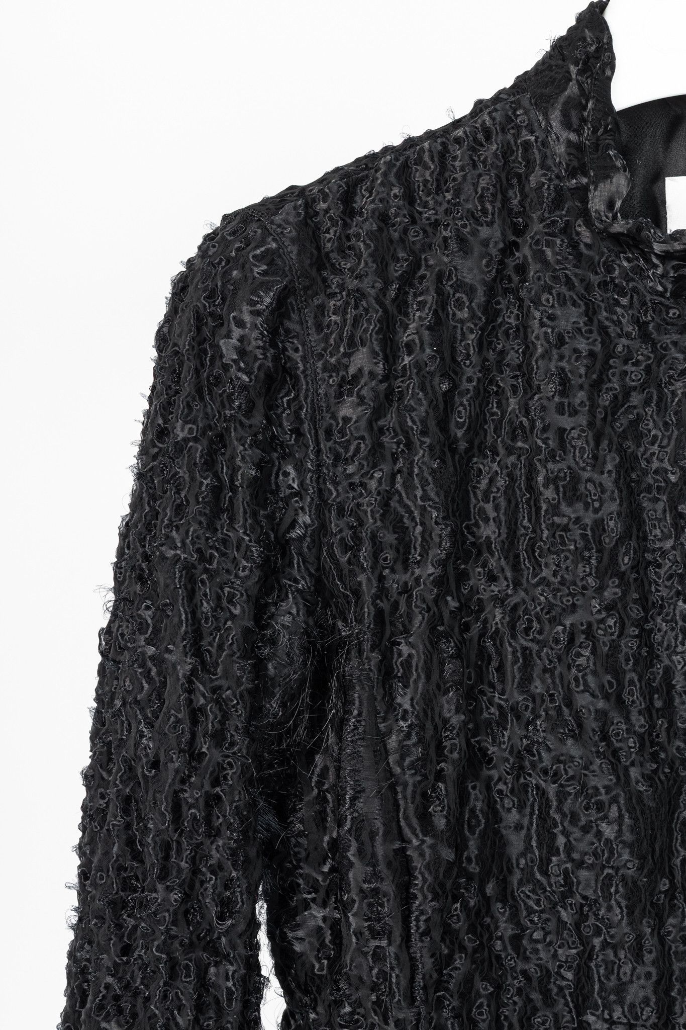 Armani Collezioni Armani Collezioni Black Puckered-Organza Belted Zip Jacket Size XL / US 12-14 / IT 48-50 - 5 Thumbnail