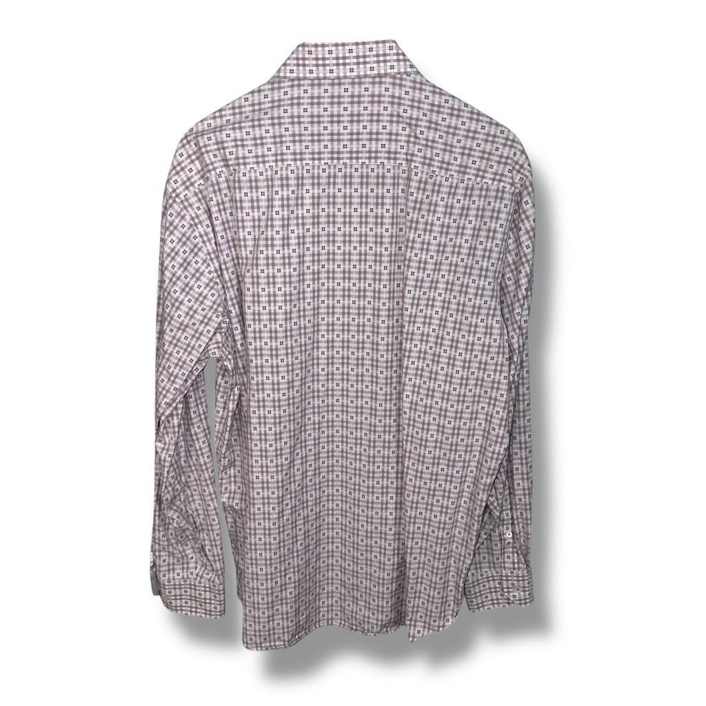 BUGATCHI Bugatchi Uomo Gray Check Classic-Fit Dress Shirt XL 17.5 Size US XL / EU 56 / 4 - 9 Thumbnail