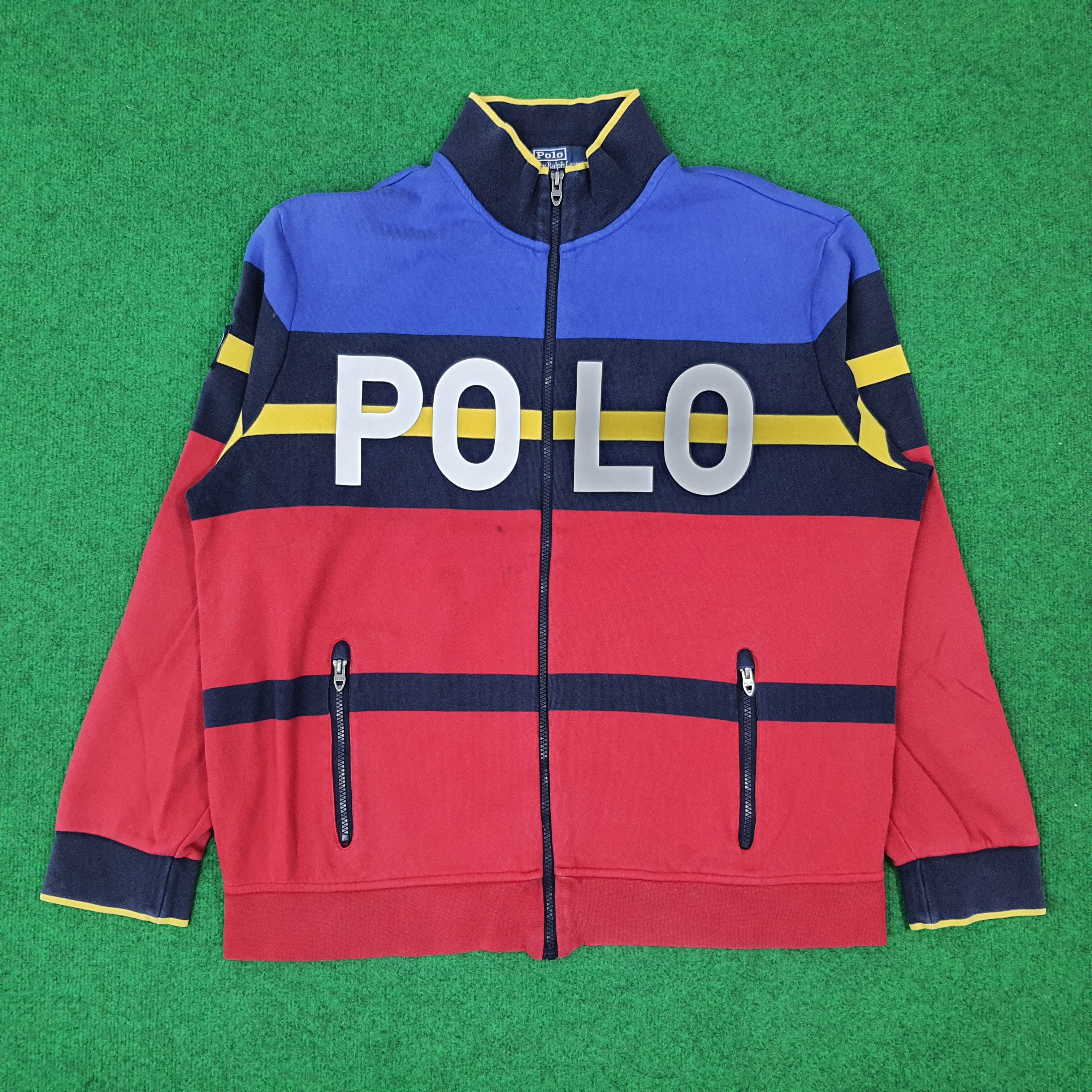 Polo Ralph Lauren Vintage Polo by Ralph Lauren Full Zip Stripe Sweater C269N3 Size US XL / EU 56 / 4 - 1 Thumbnail