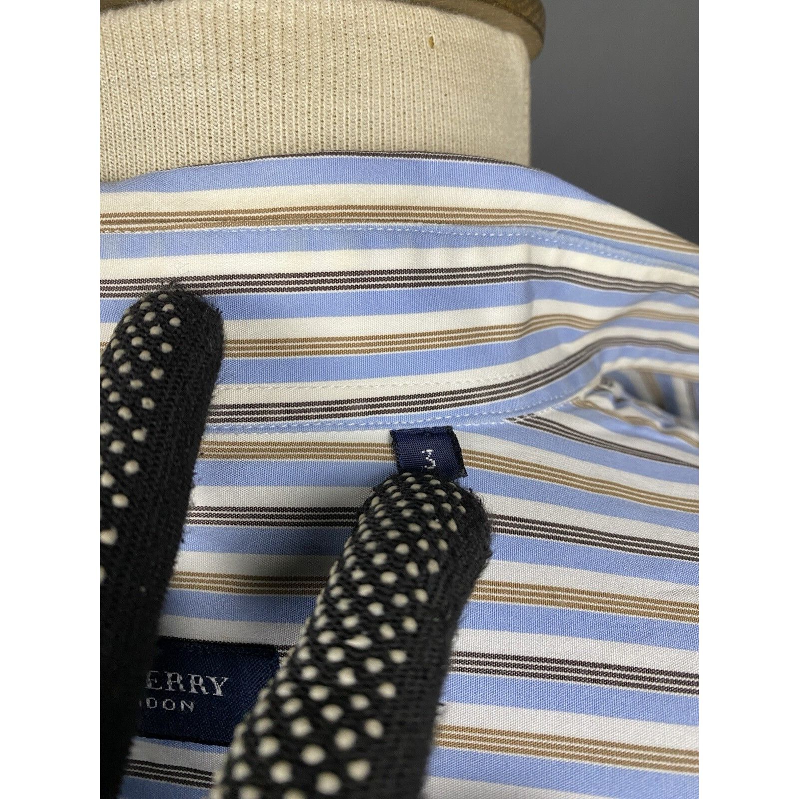 Burberry Burberry Men's Blue Striped Longsleeve Striped Shirt Size 3 Size US L / EU 52-54 / 3 - 11 Thumbnail