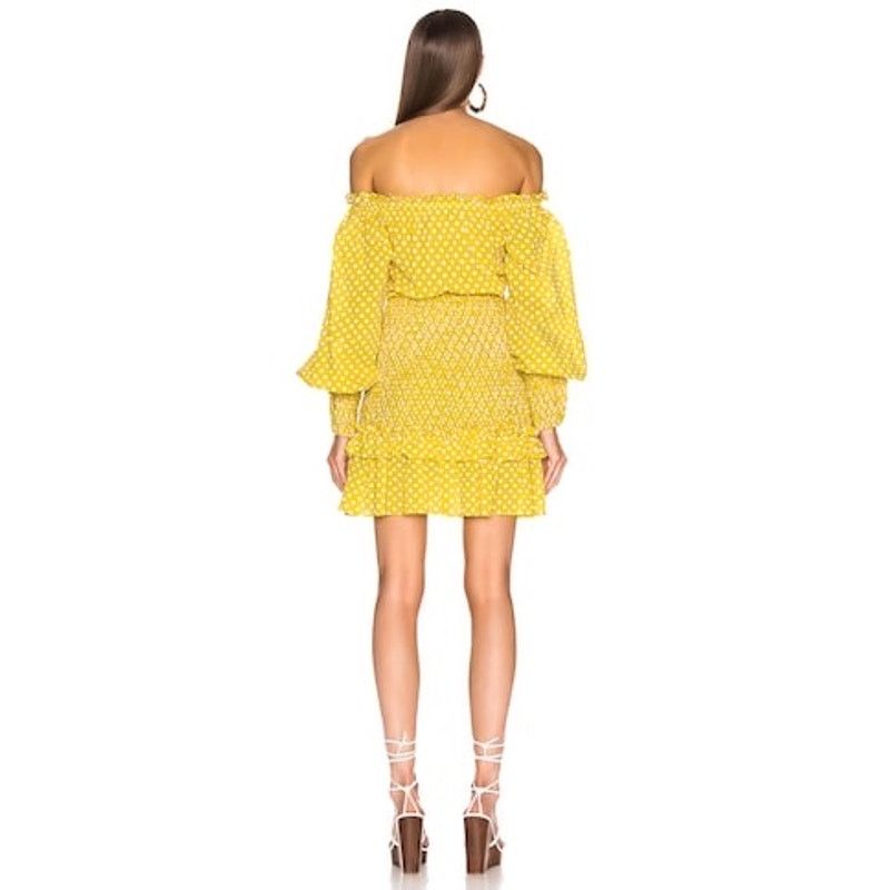 ALEXIS Alexis Marilena Smocked Polka Dot Off Shoulder Mini Dress L Size L / US 10 / IT 46 - 4 Thumbnail