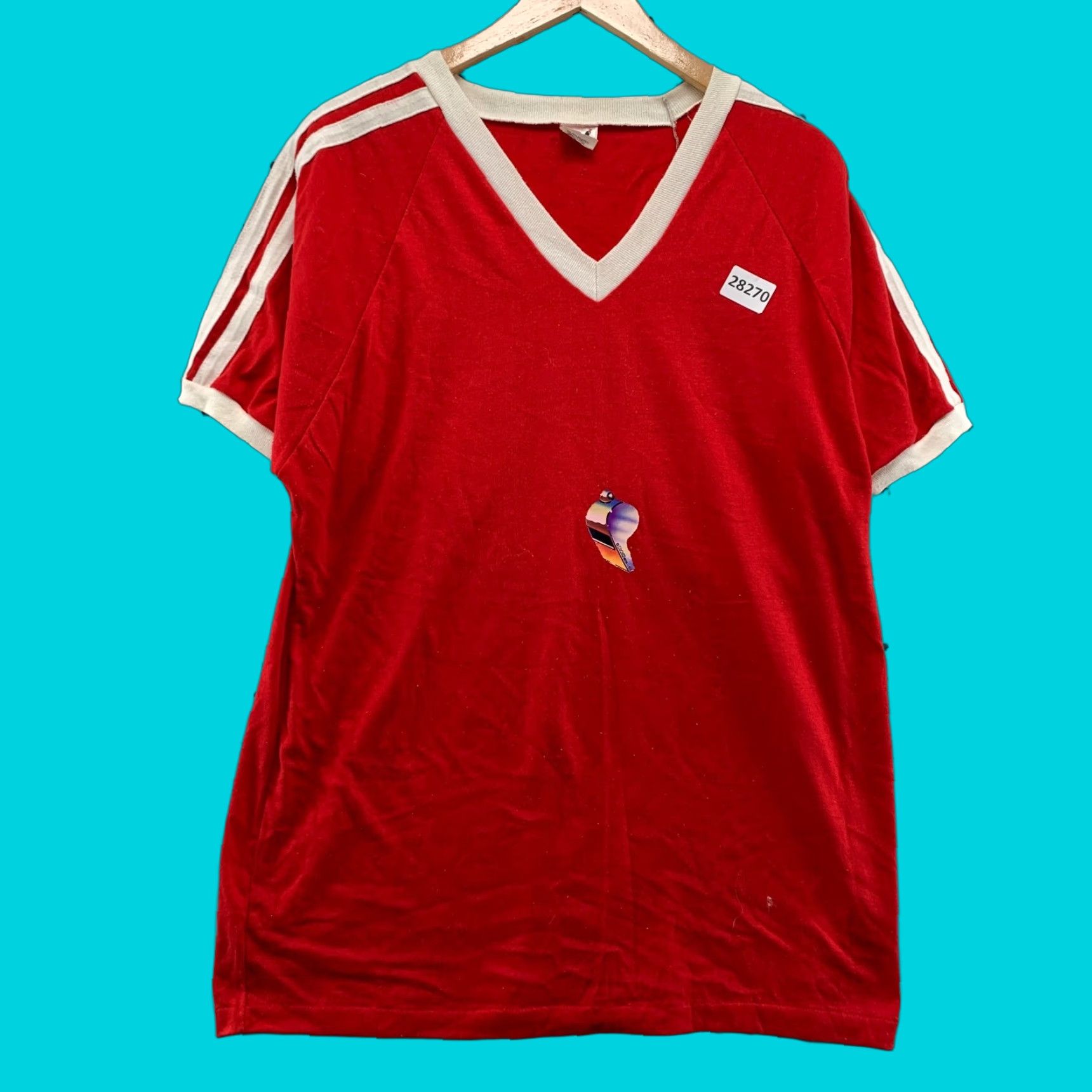 Whistles VINTAGE Bantam Shirt Unisex Adults L Red Cotton Polyester 70s 80s Sports Coach's Whistle 21.5x29 EICH Shirt Mens WomenS Size US L / EU 52-54 / 3 - 1 Thumbnail