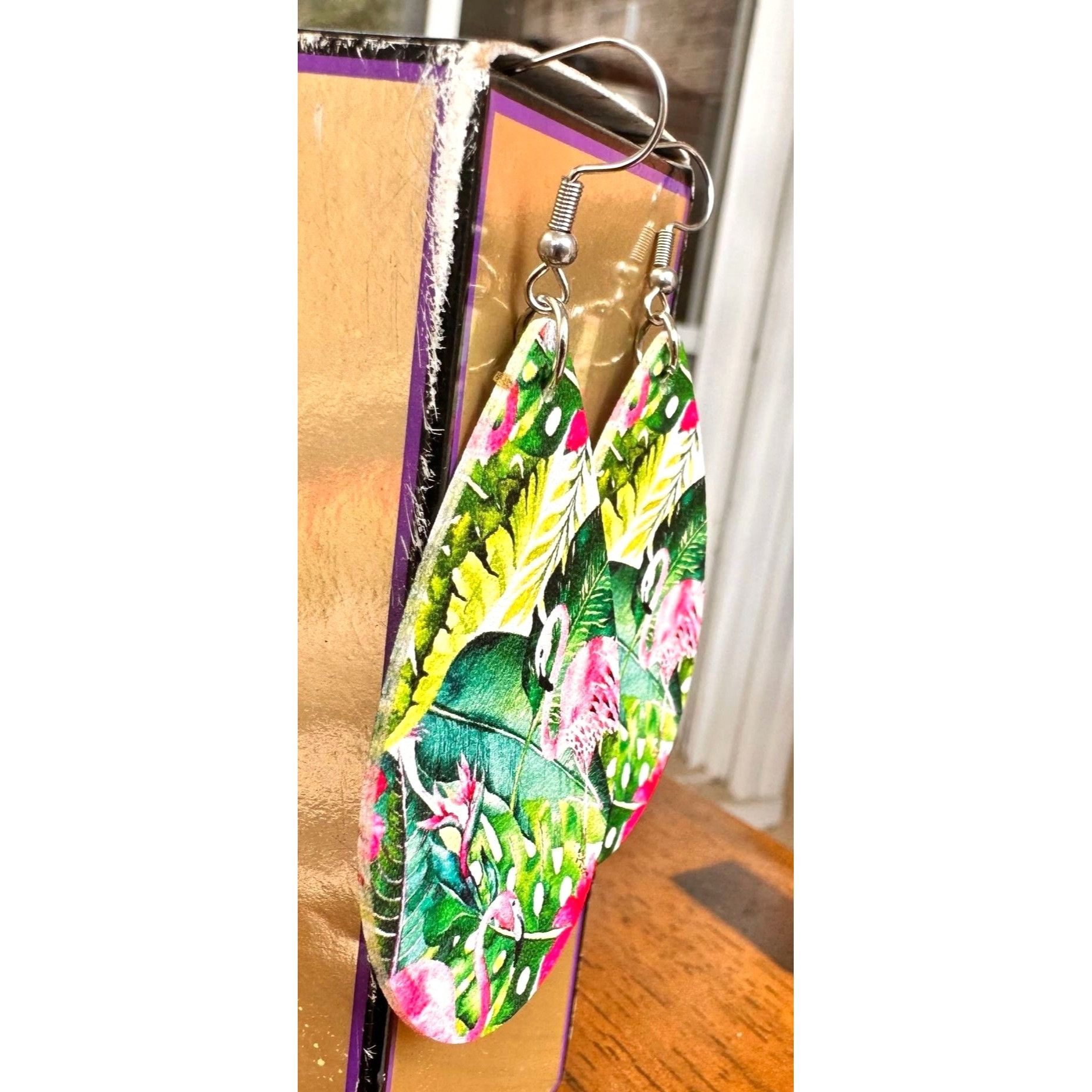 Handmade Flamingo Earrings Dangle Hooks New Art Deco Las Vegas Flori Size ONE SIZE - 13 Thumbnail