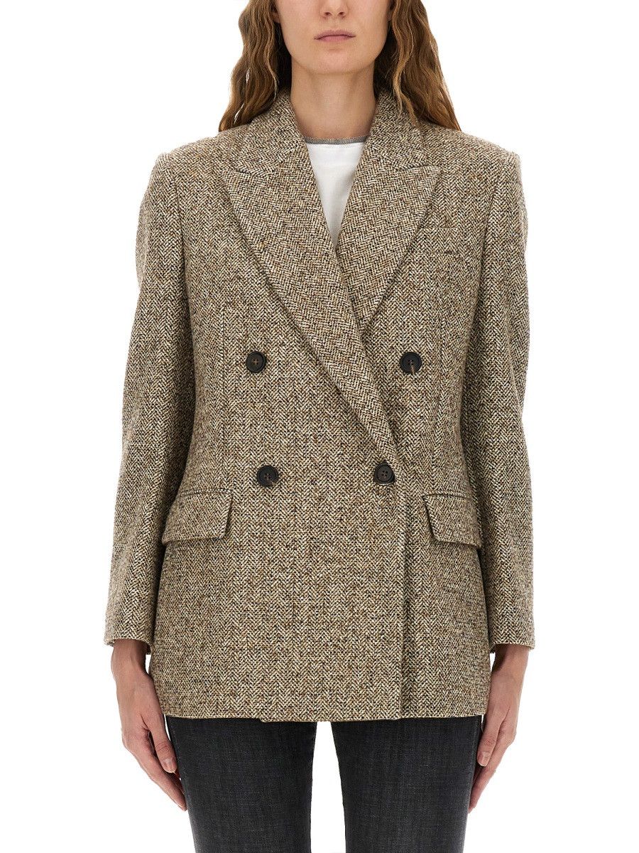 Brunello Cucinelli BRUNELLO CUCINELLI WOOL JACKET - BEIGE (IT 42) Size M / US 6-8 / IT 42-44 - 1 Thumbnail
