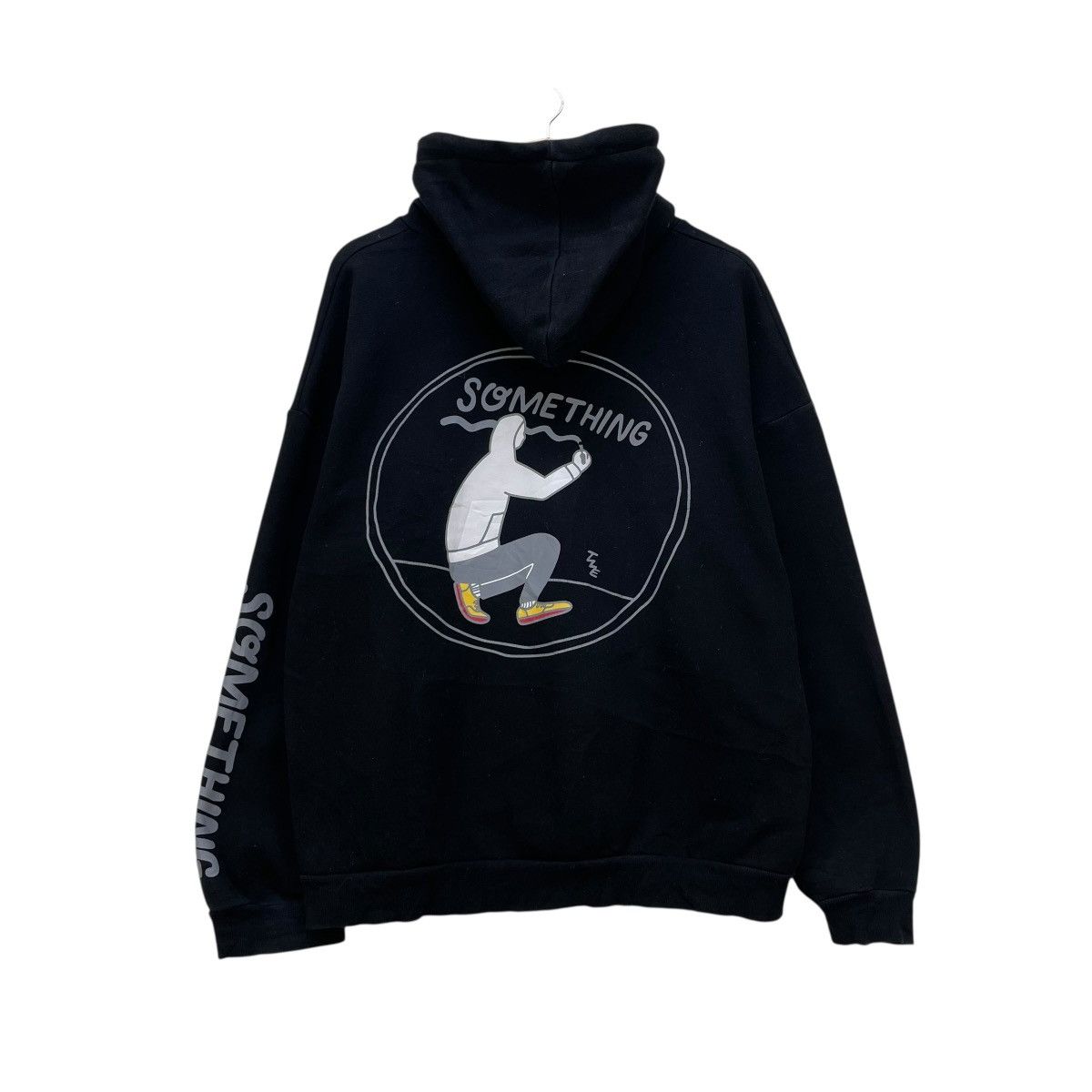 Vintage 💥 Something Hooded Graphic Pullover Size US M / EU 48-50 / 2 - 2 Thumbnail