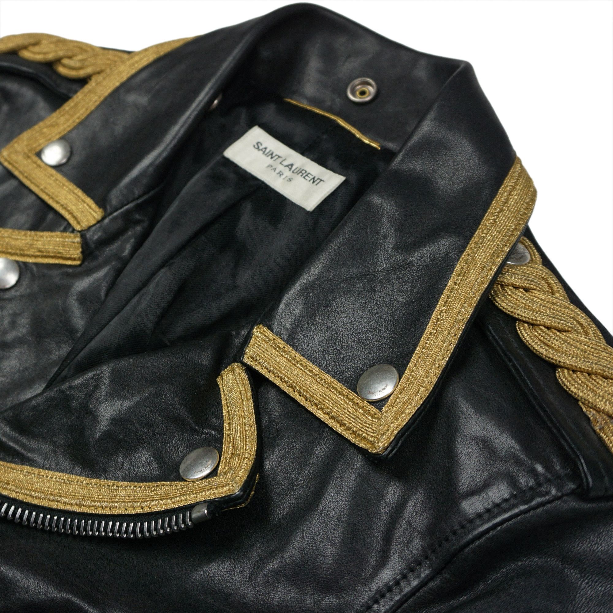 Saint Laurent Paris Saint Laurent Paris SS15 "Psych Rock" Officer Leather Jacket Size XS / US 0-2 / IT 36-38 - 6 Thumbnail