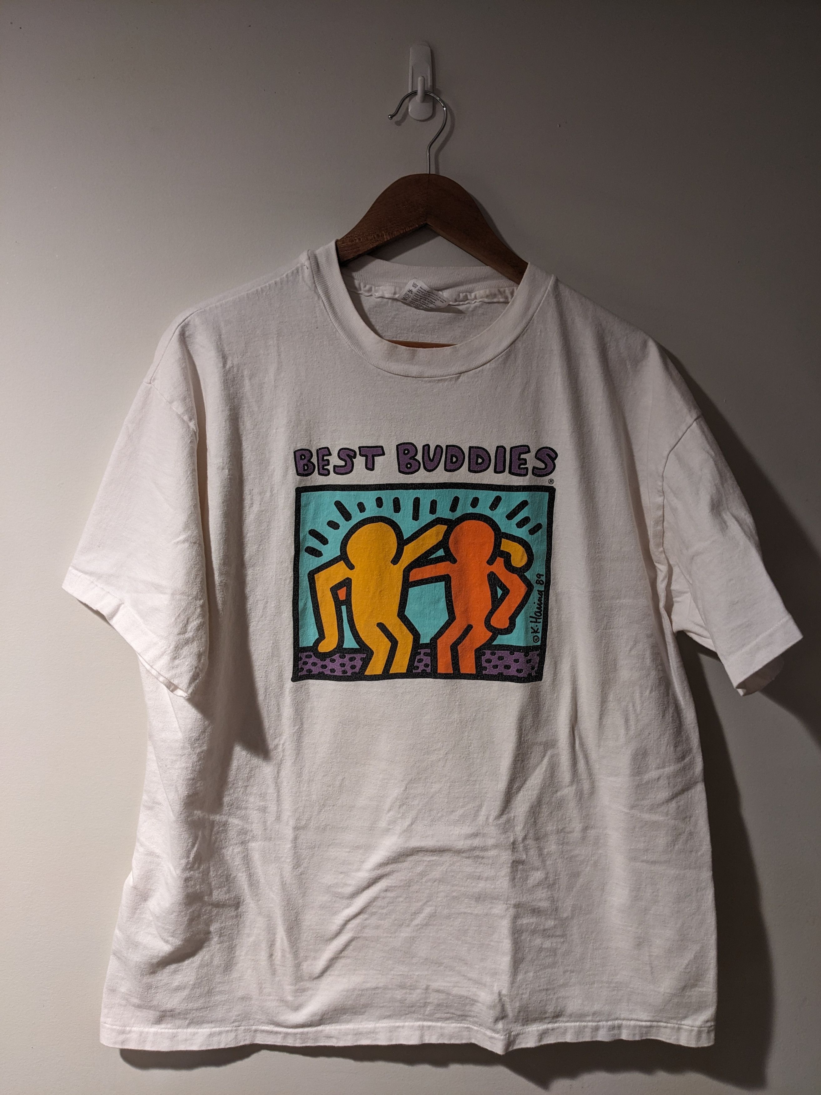 Keith Haring × Vintage Vintage 1989 Keith Haring Best Buddies ORIGINAL XL T-Shirt Size US XL / EU 56 / 4 - 1 Thumbnail